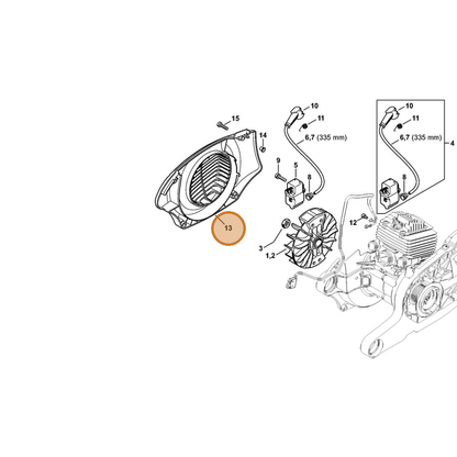 STIHL part 4224-080-3100 — IPL diagram snippet (6x zoom, amber highlight)