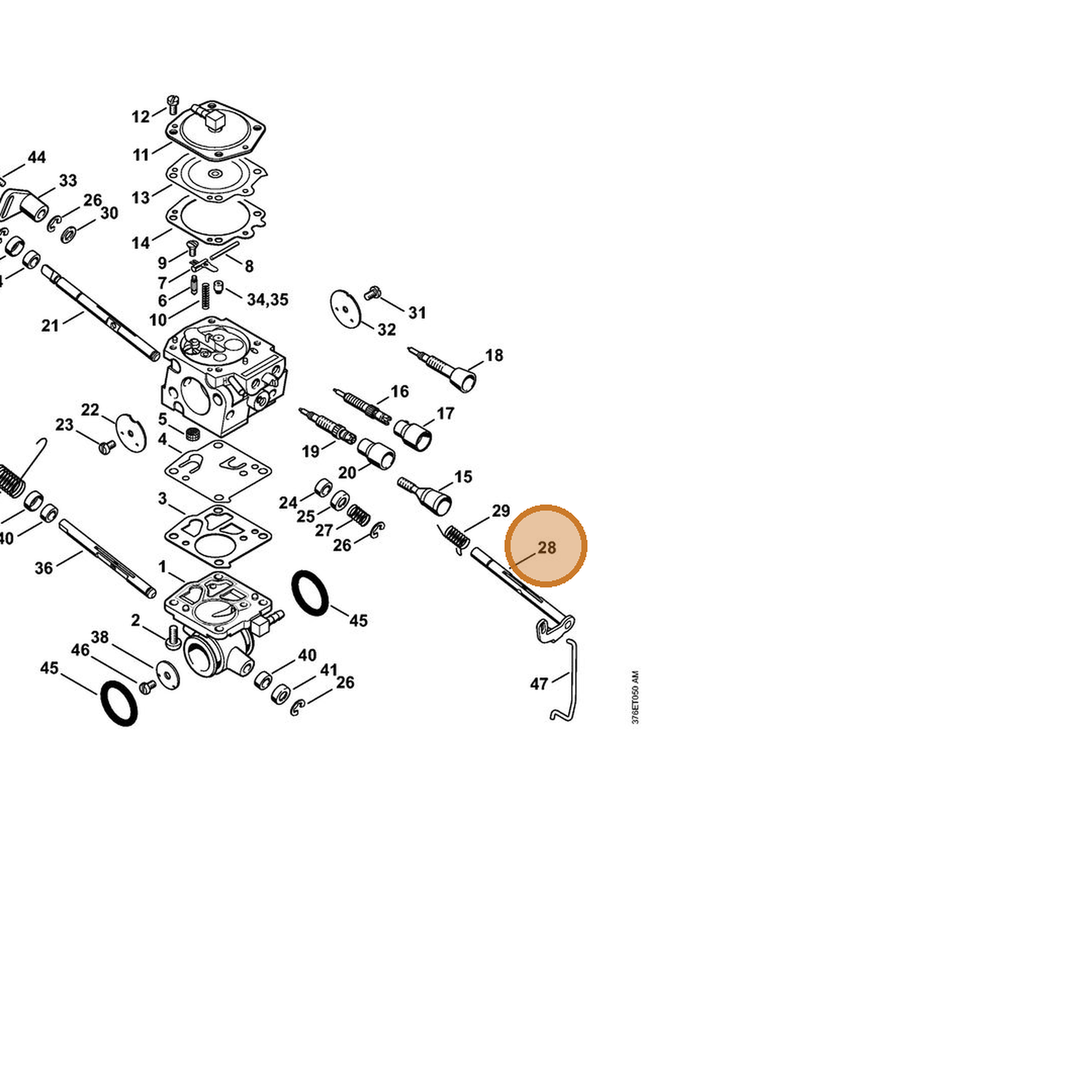 STIHL part 4224-120-7103 — IPL diagram snippet (6x zoom, amber highlight)