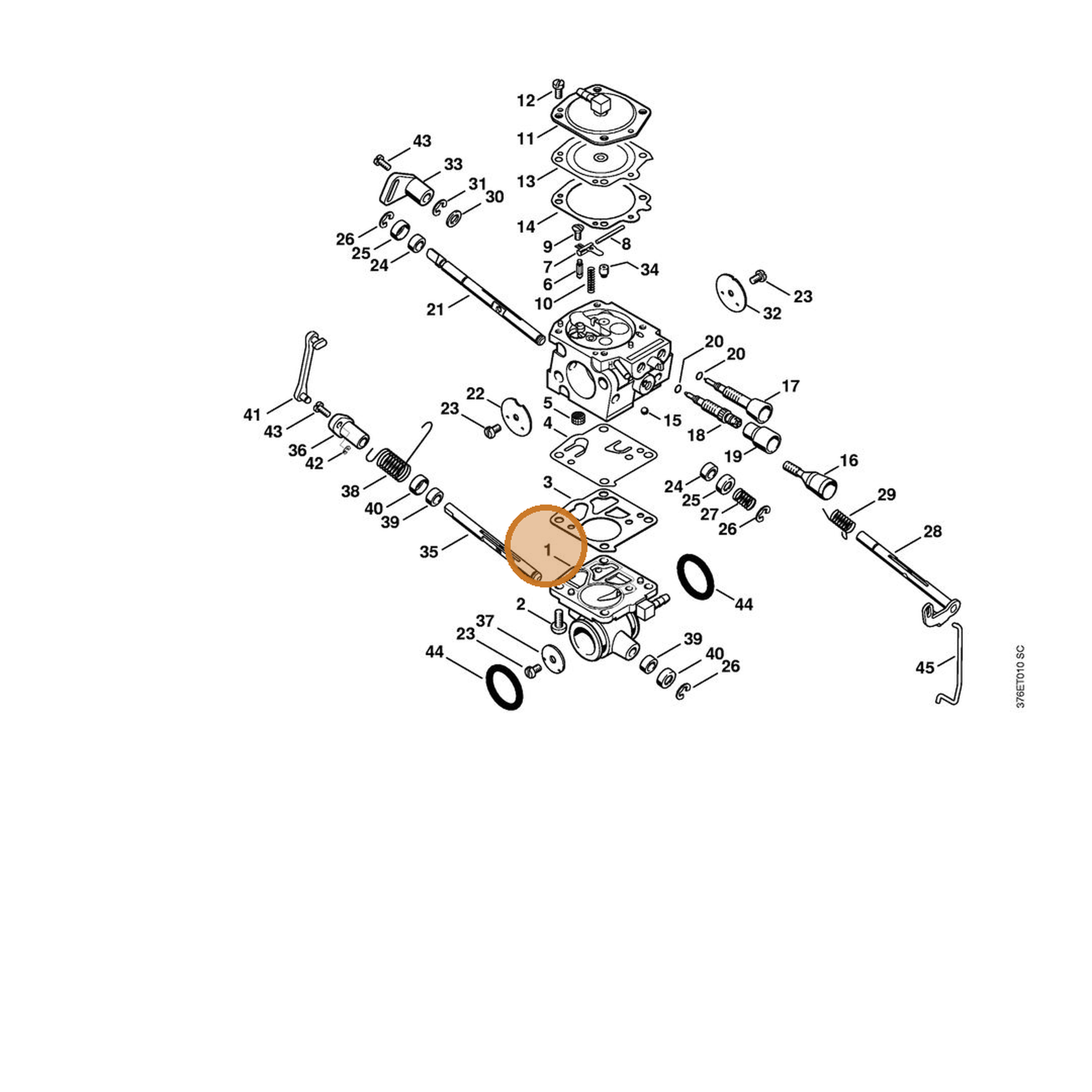 STIHL part 4224-121-0800 — IPL diagram snippet (6x zoom, amber highlight)