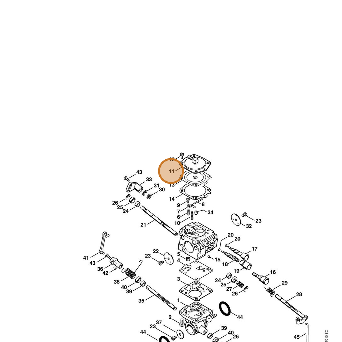 STIHL part 4224-121-0802 — IPL diagram snippet (6x zoom, amber highlight)