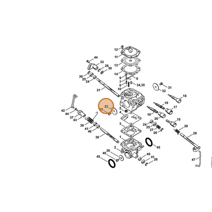 STIHL part 4224-121-2901 — IPL diagram snippet (6x zoom, amber highlight)