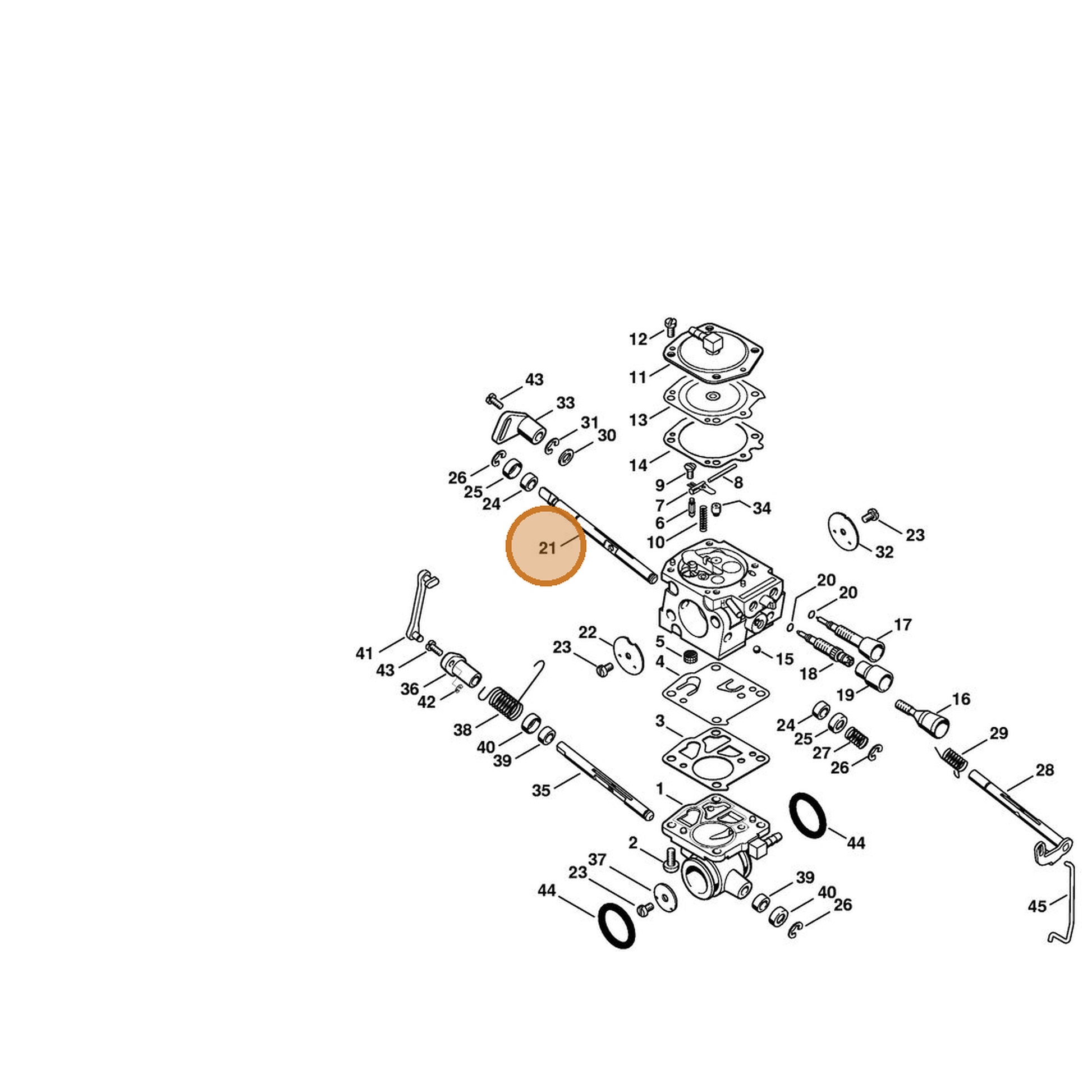 STIHL part 4224-121-3000 — IPL diagram snippet (6x zoom, amber highlight)