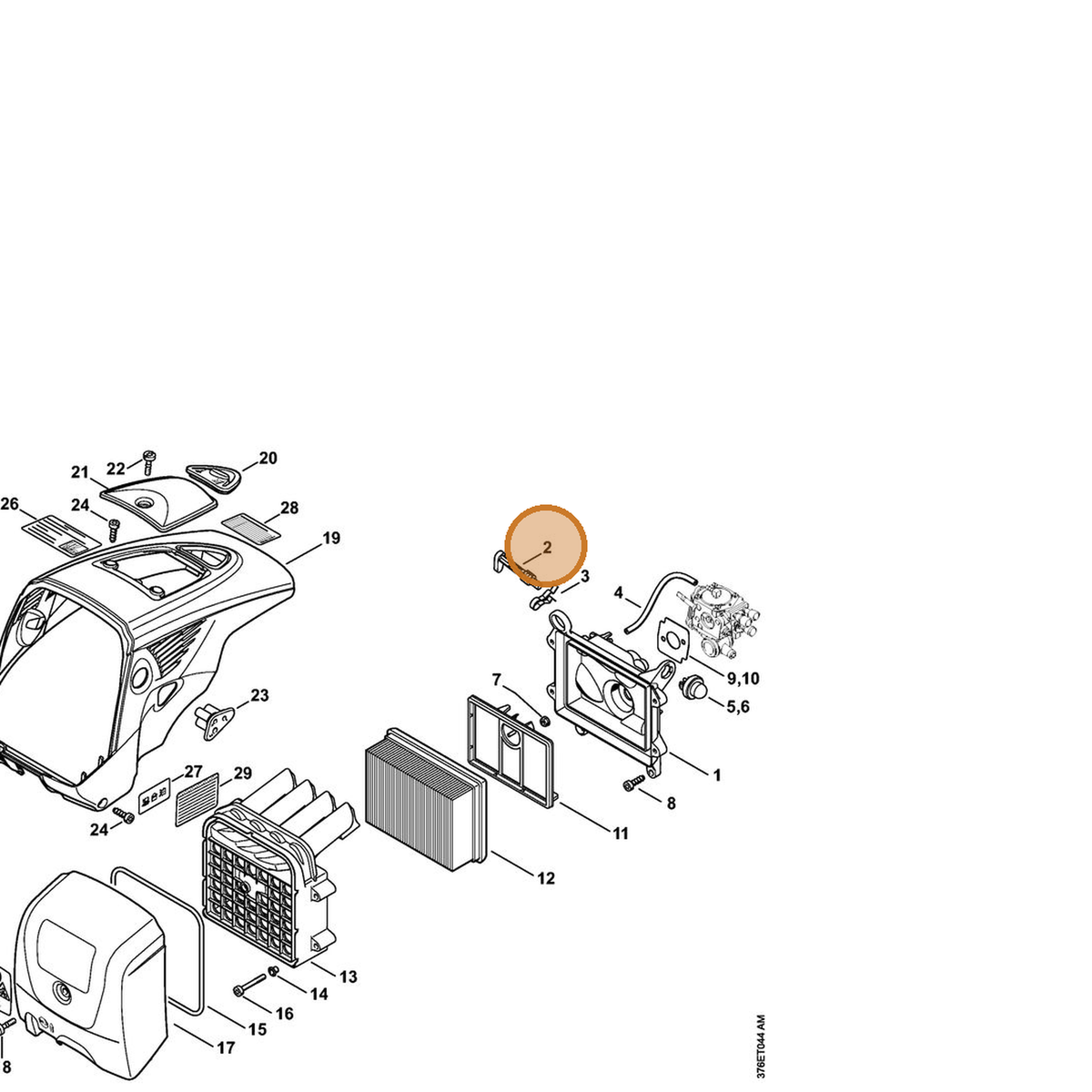STIHL part 4224-121-6100 — IPL diagram snippet (6x zoom, amber highlight)