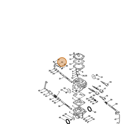 STIHL part 4224-121-6604 — IPL diagram snippet (6x zoom, amber highlight)
