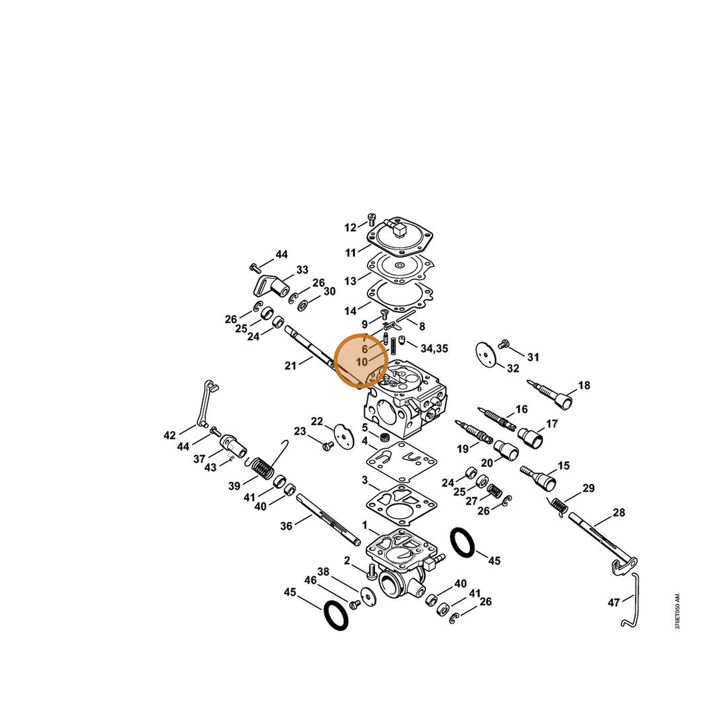 STIHL part 4224-122-3000 — IPL diagram snippet (6x zoom, amber highlight)