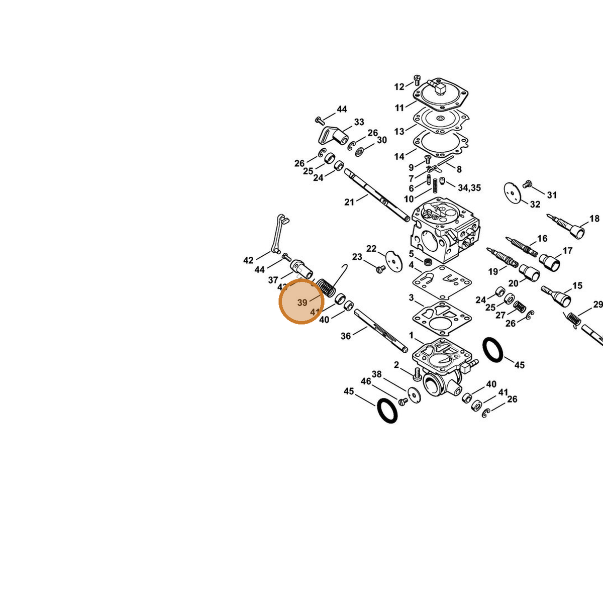 STIHL part 4224-122-3202 — IPL diagram snippet (6x zoom, amber highlight)