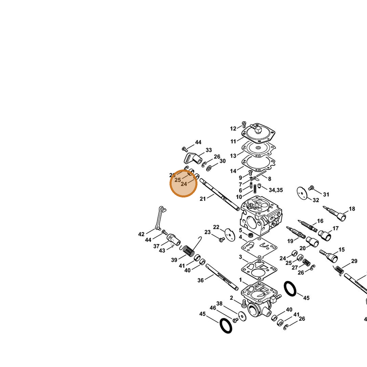 STIHL part 4224-122-3602 — IPL diagram snippet (6x zoom, amber highlight)