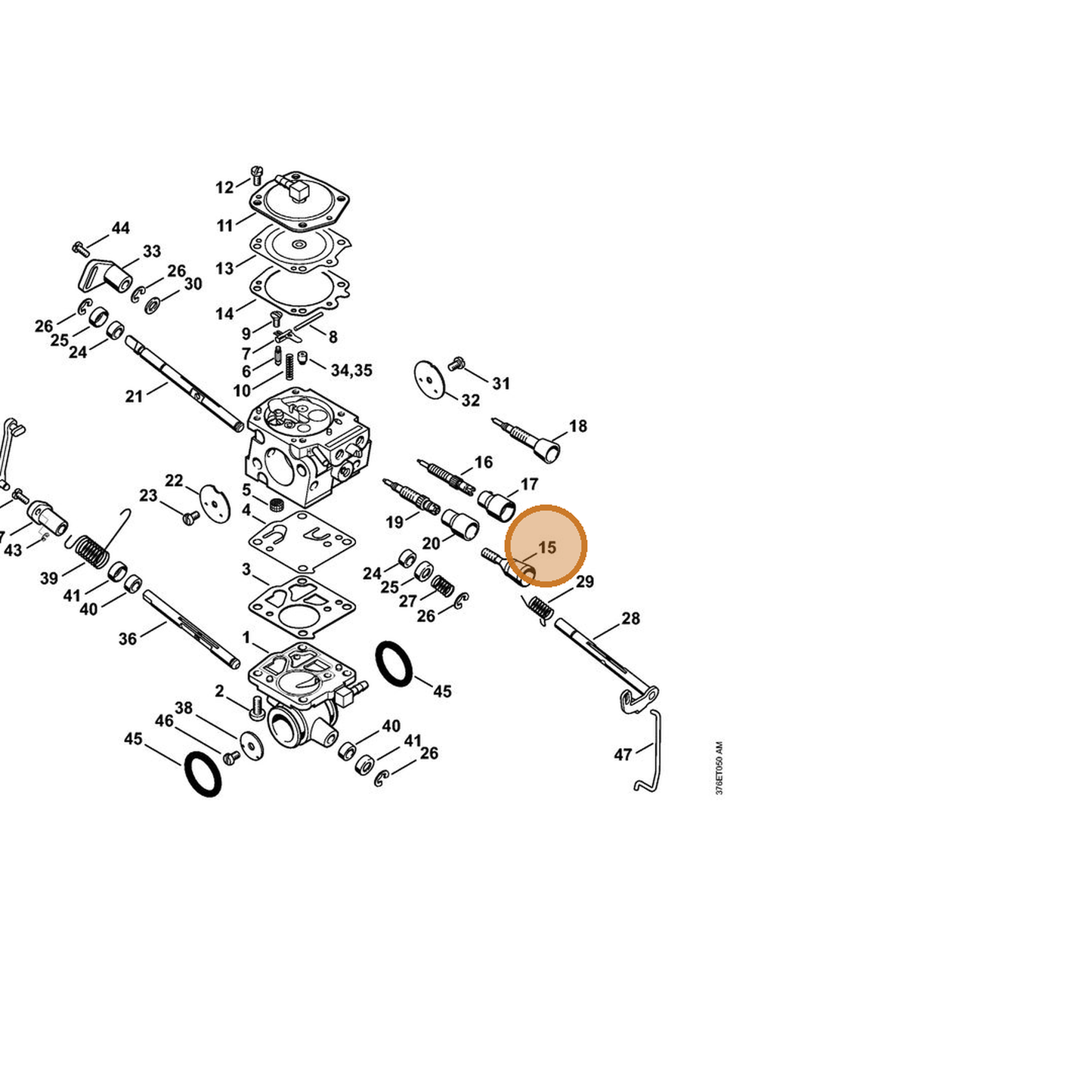 STIHL part 4224-122-6201 — IPL diagram snippet (6x zoom, amber highlight)