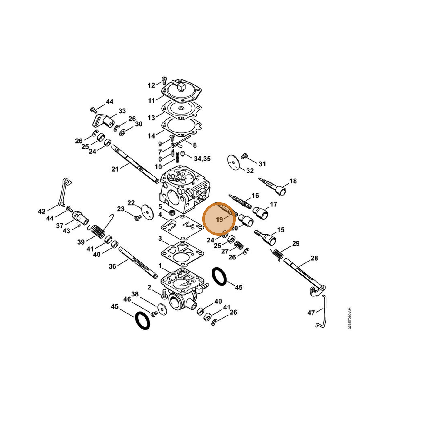 STIHL part 4224-122-6703 — IPL diagram snippet (6x zoom, amber highlight)