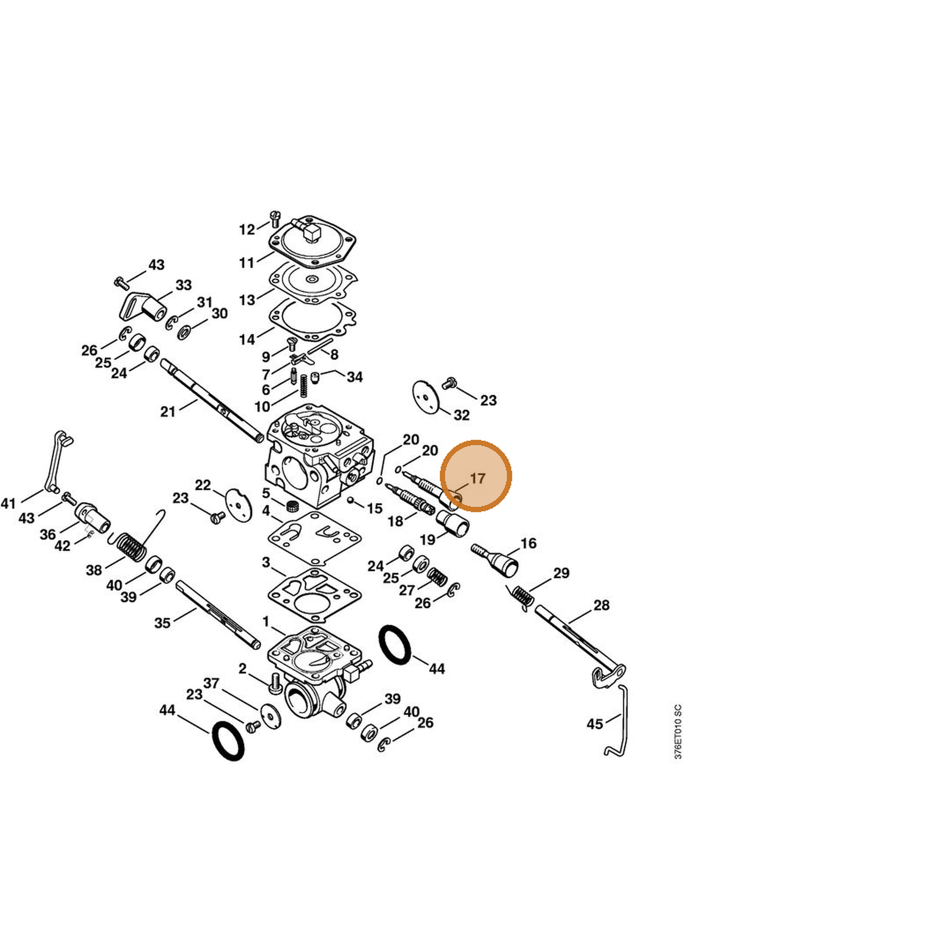 STIHL part 4224-122-6800 — IPL diagram snippet (6x zoom, amber highlight)