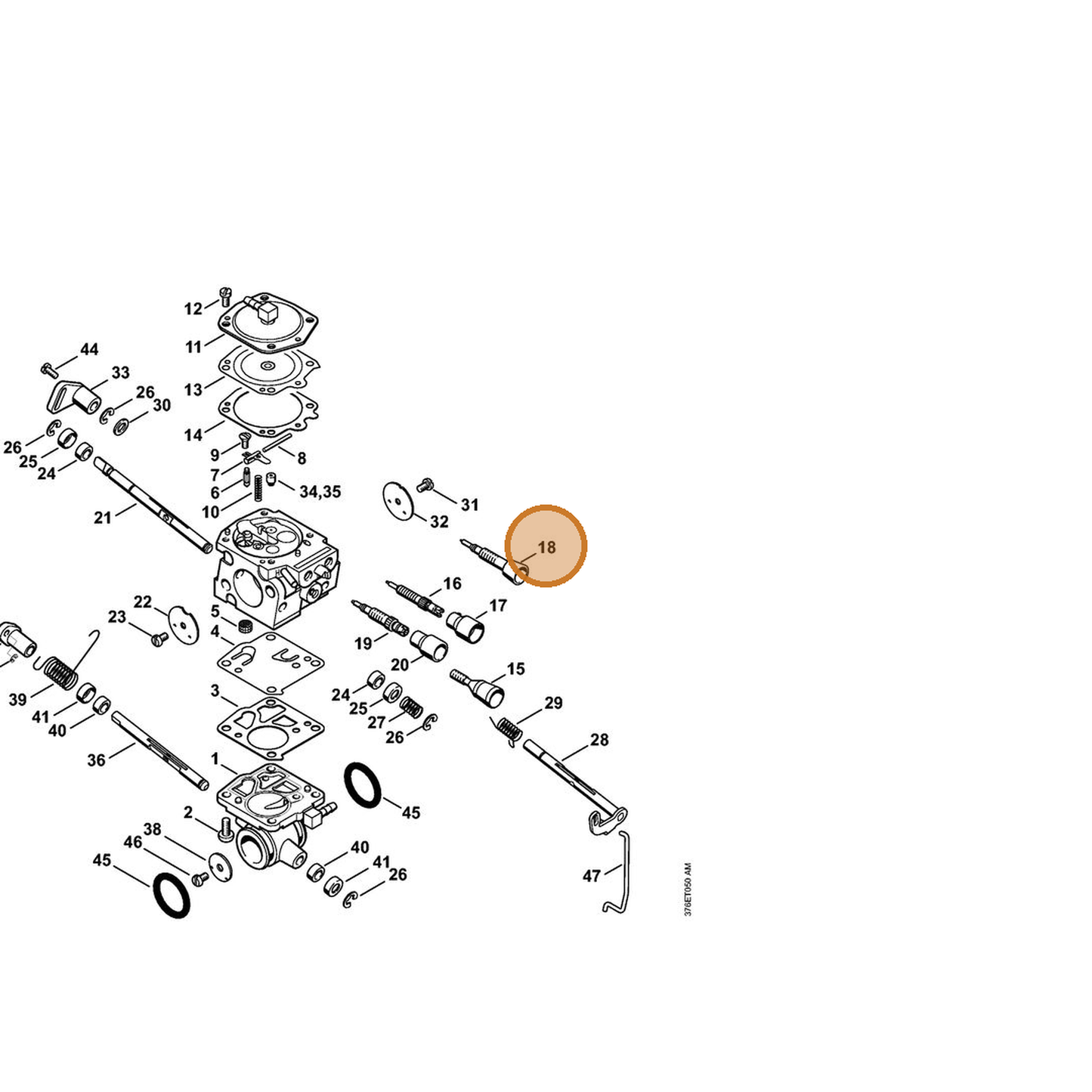 STIHL part 4224-122-6801 — IPL diagram snippet (6x zoom, amber highlight)