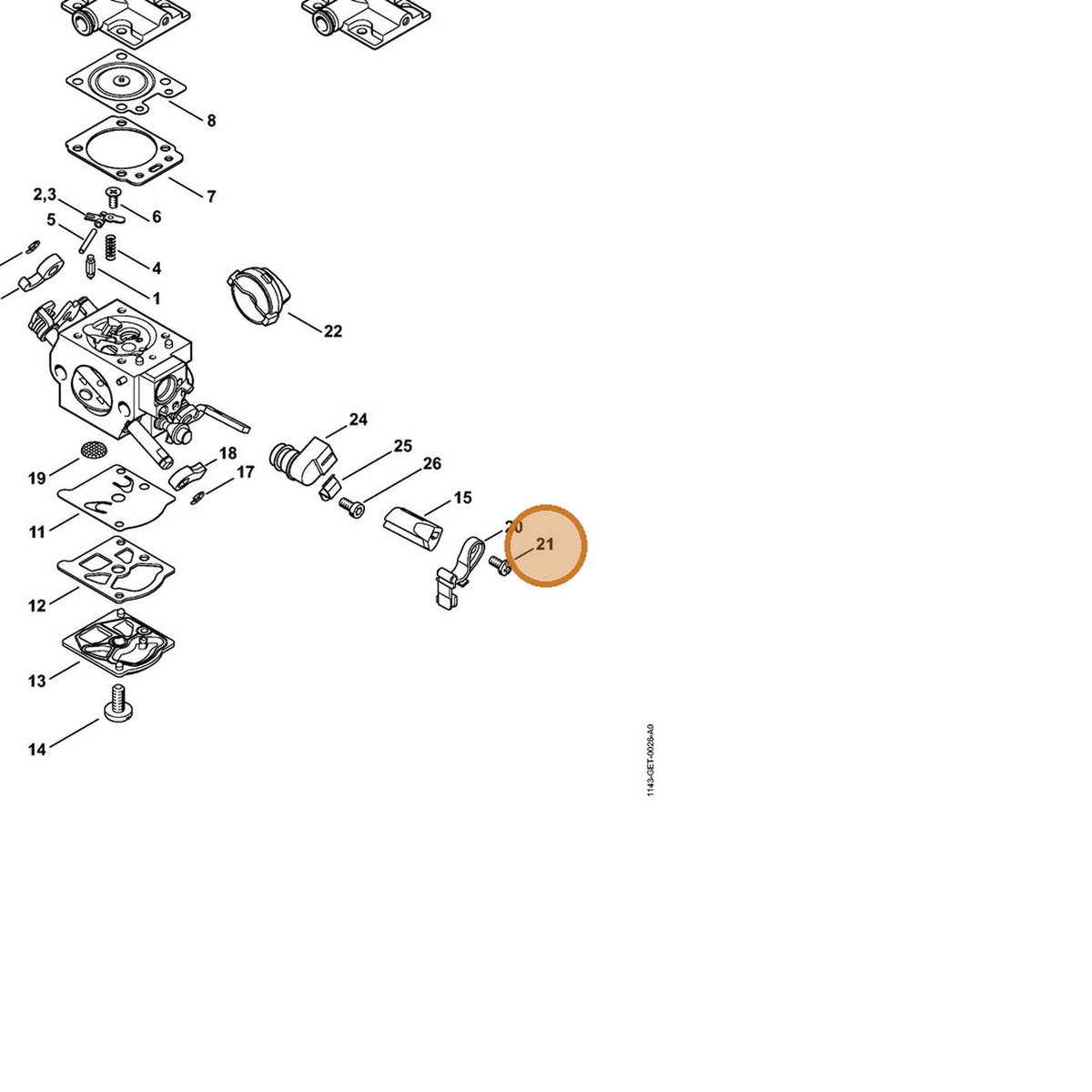 STIHL part 4224-122-7100 — IPL diagram snippet (6x zoom, amber highlight)