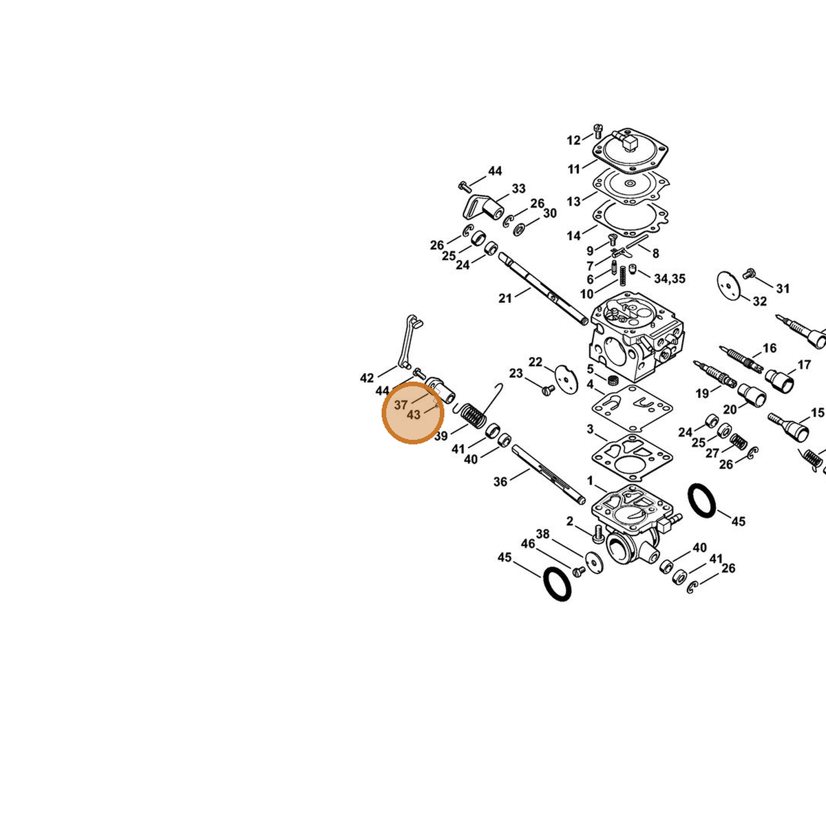 STIHL part 4224-122-9004 — IPL diagram snippet (6x zoom, amber highlight)