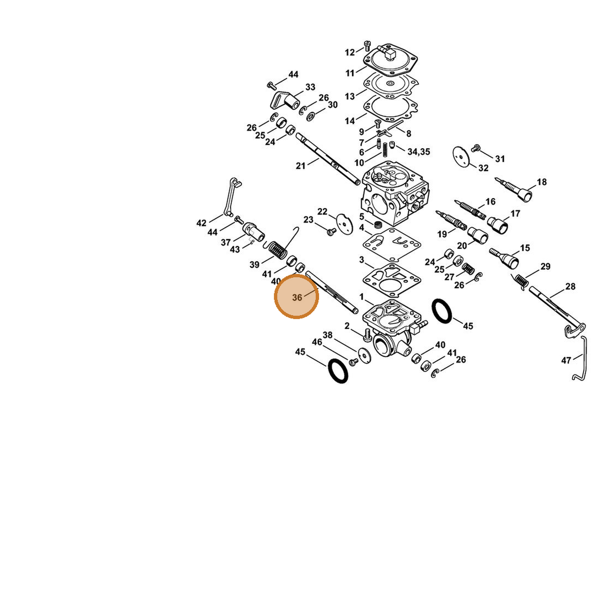 STIHL part 4224-126-0201 — IPL diagram snippet (6x zoom, amber highlight)