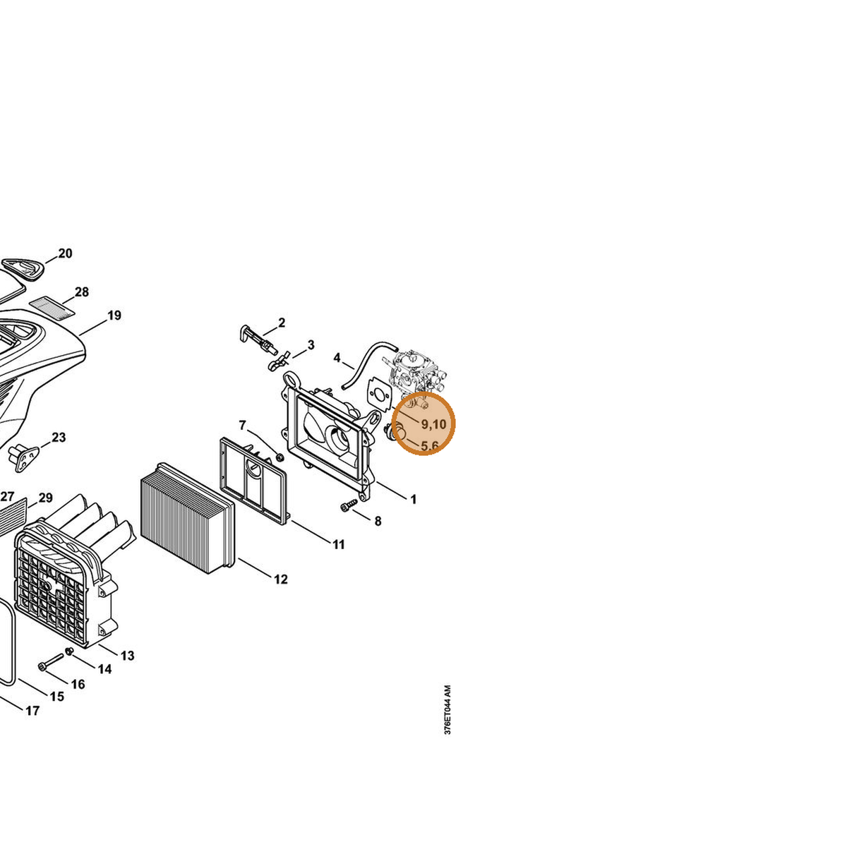 STIHL part 4224-129-0903 — IPL diagram snippet (6x zoom, amber highlight)