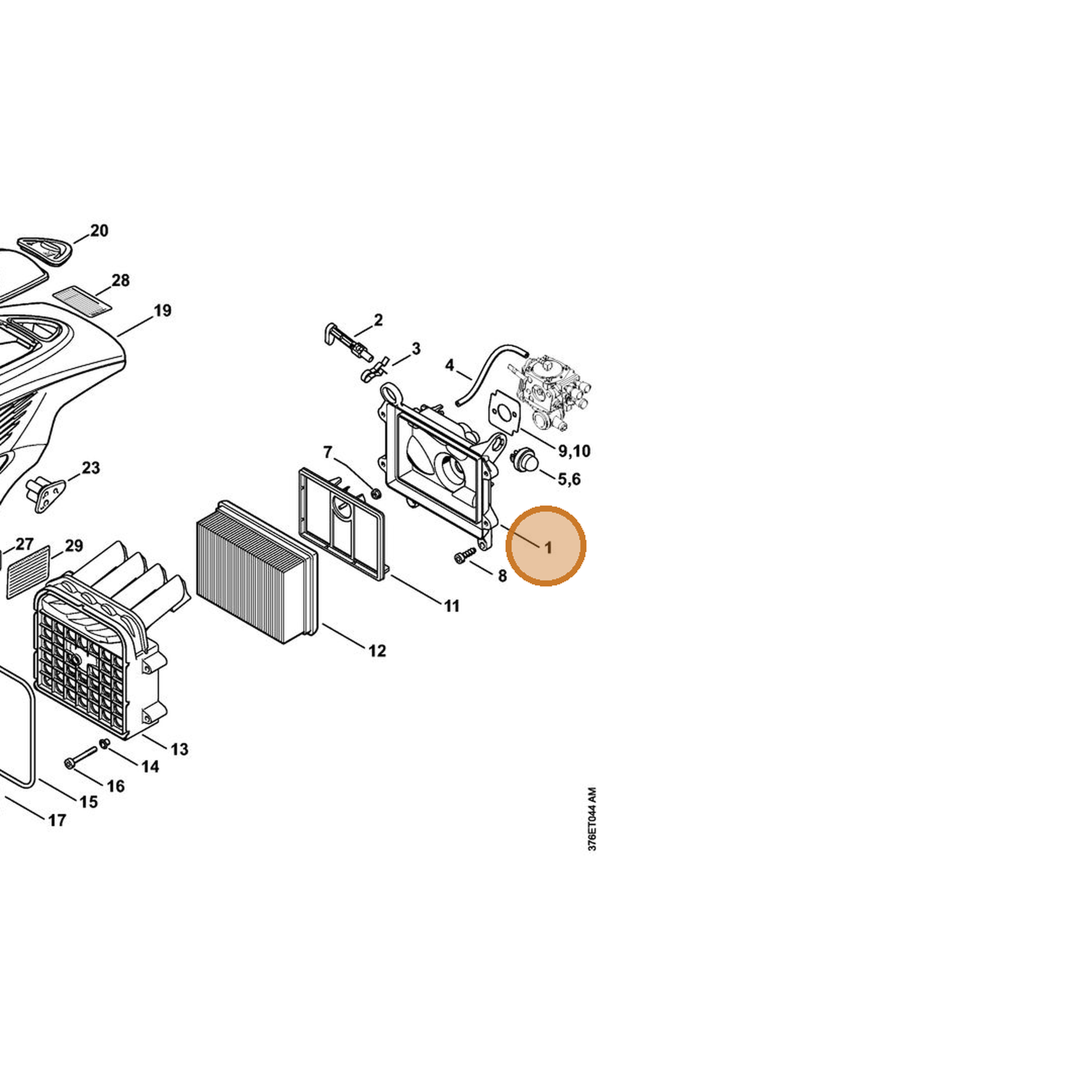 STIHL part 4224-140-1204 — IPL diagram snippet (6x zoom, amber highlight)