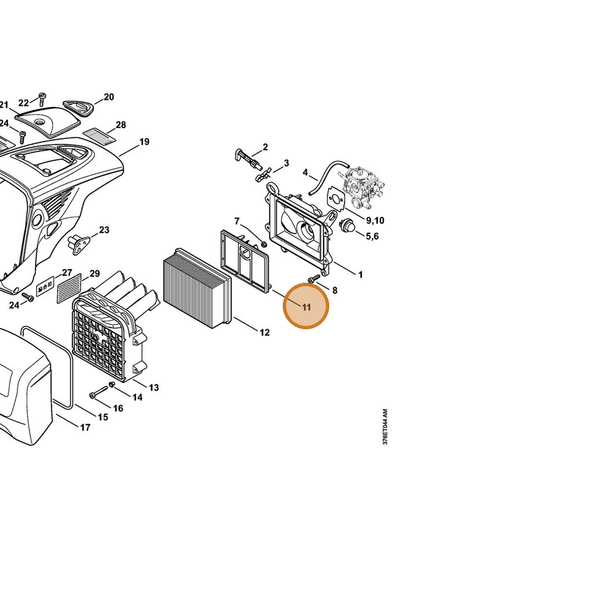 STIHL part 4224-140-1801 — IPL diagram snippet (6x zoom, amber highlight)