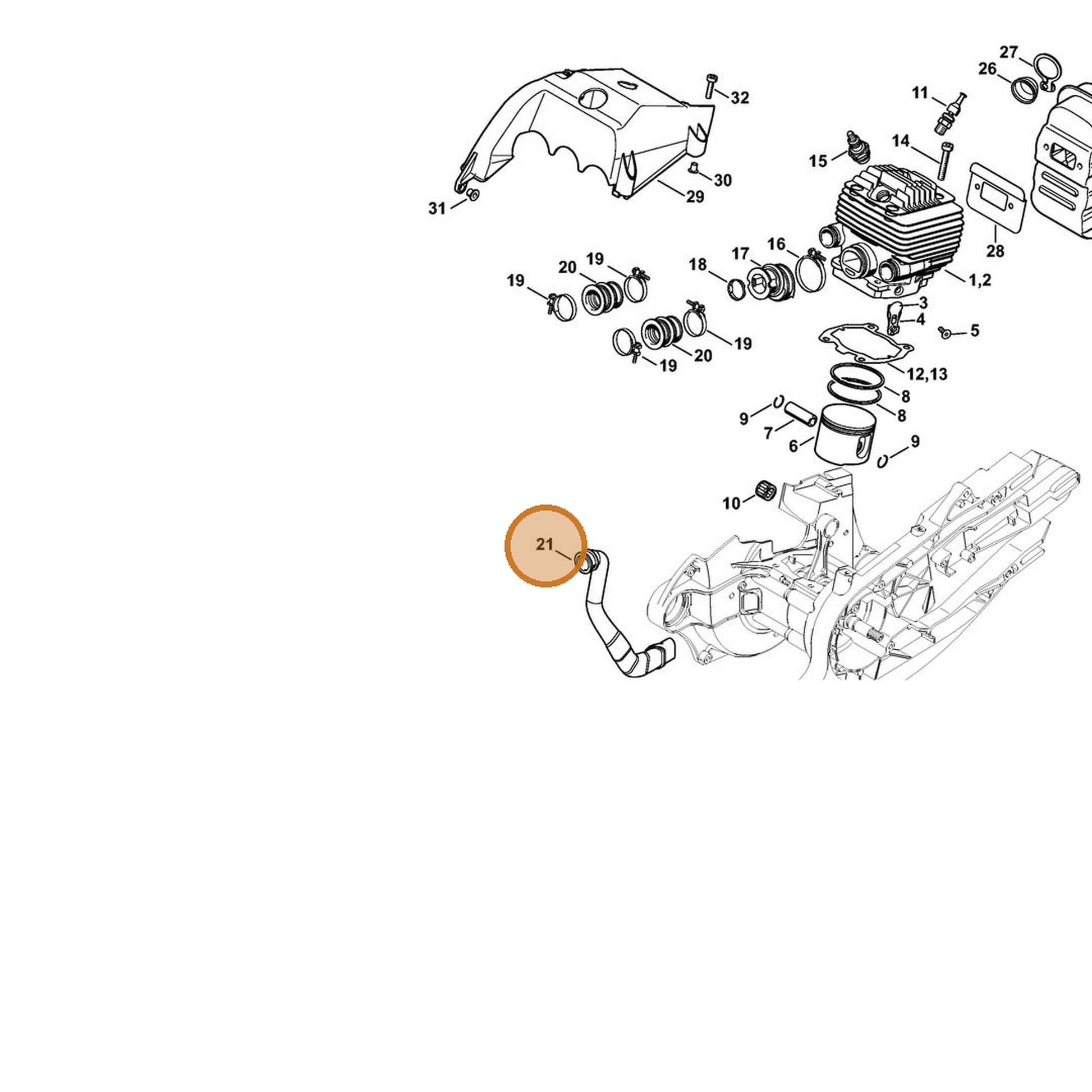 STIHL part 4224-141-5400 — IPL diagram snippet (6x zoom, amber highlight)