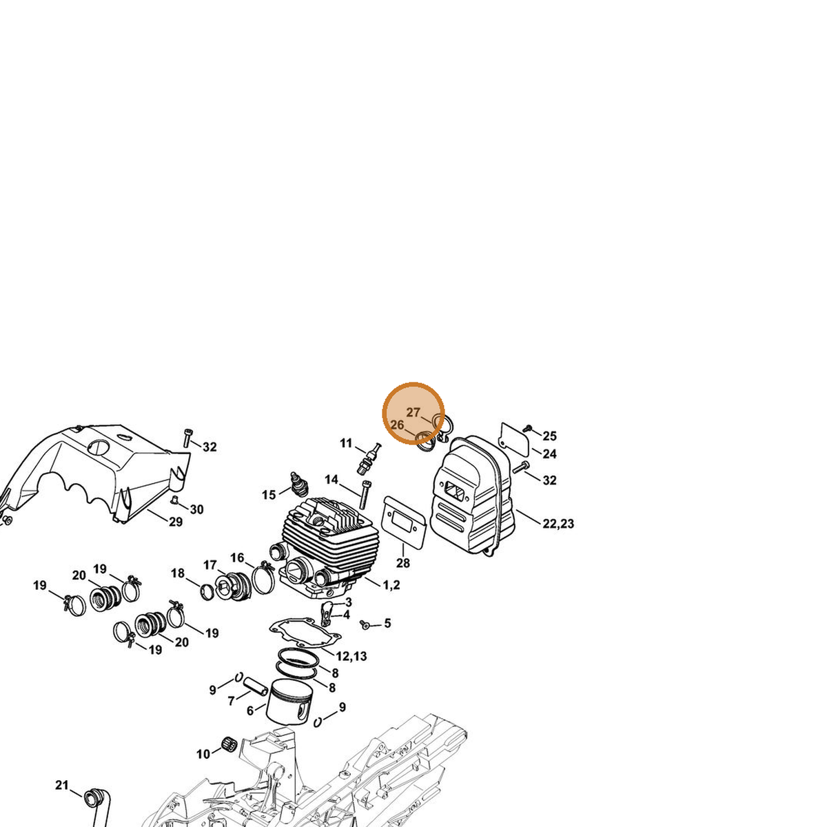 STIHL part 4224-141-6601 — IPL diagram snippet (6x zoom, amber highlight)