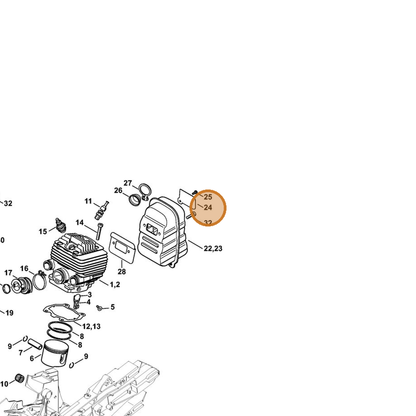 STIHL part 4224-141-9001 — IPL diagram snippet (6x zoom, amber highlight)