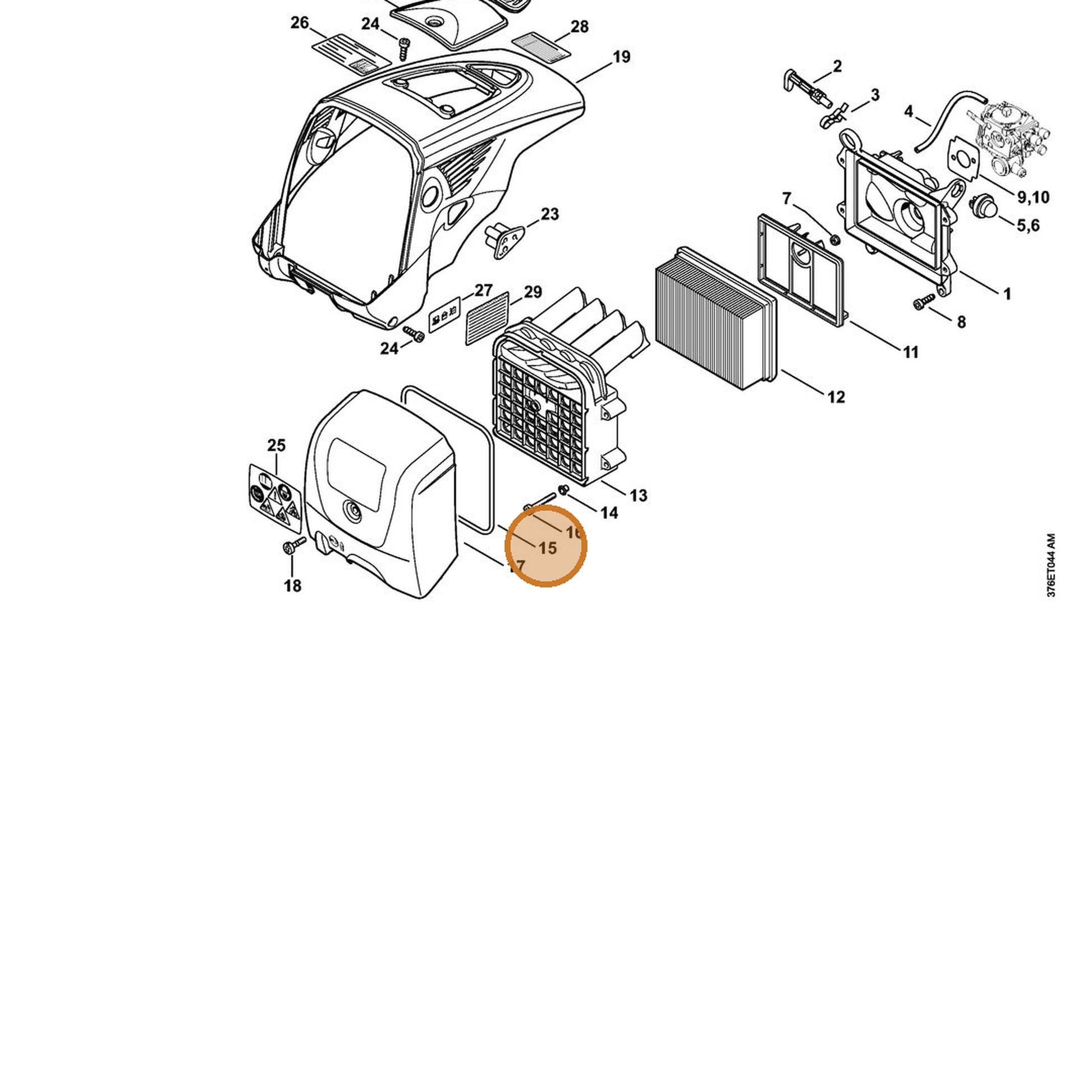 STIHL part 4224-149-0500 — IPL diagram snippet (6x zoom, amber highlight)