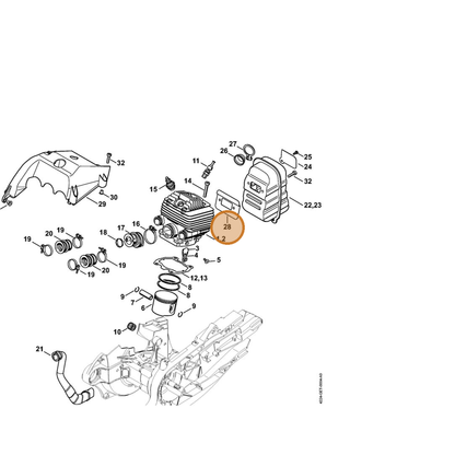 STIHL part 4224-149-0600 — IPL diagram snippet (6x zoom, amber highlight)