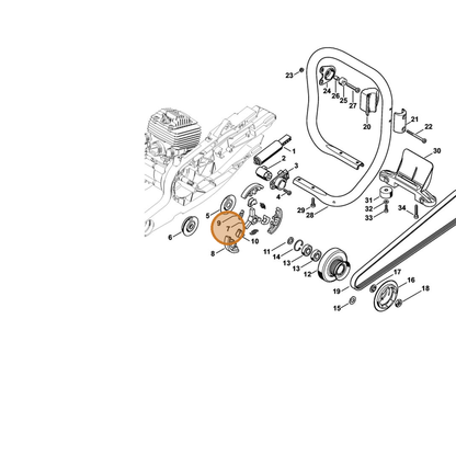 STIHL part 4224-160-2001 — IPL diagram snippet (6x zoom, amber highlight)