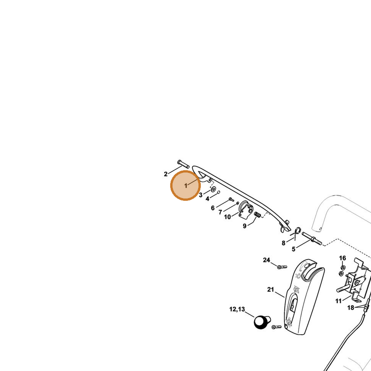 STIHL part 4224-180-1801 — IPL diagram snippet (6x zoom, amber highlight)