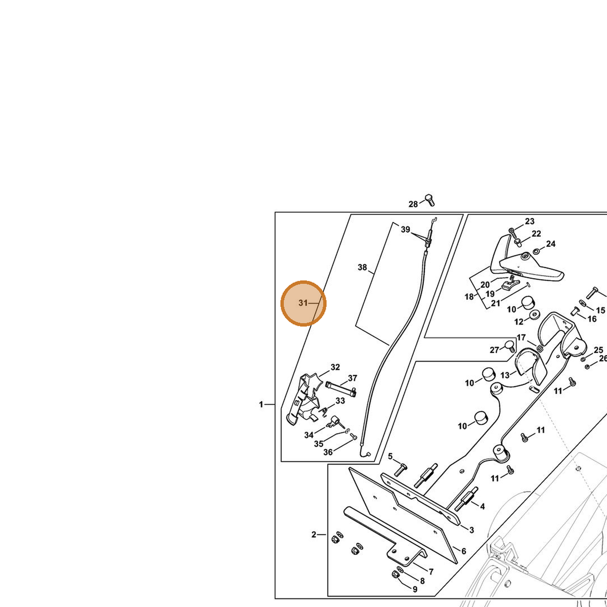 STIHL part 4224-180-1802 — IPL diagram snippet (6x zoom, amber highlight)