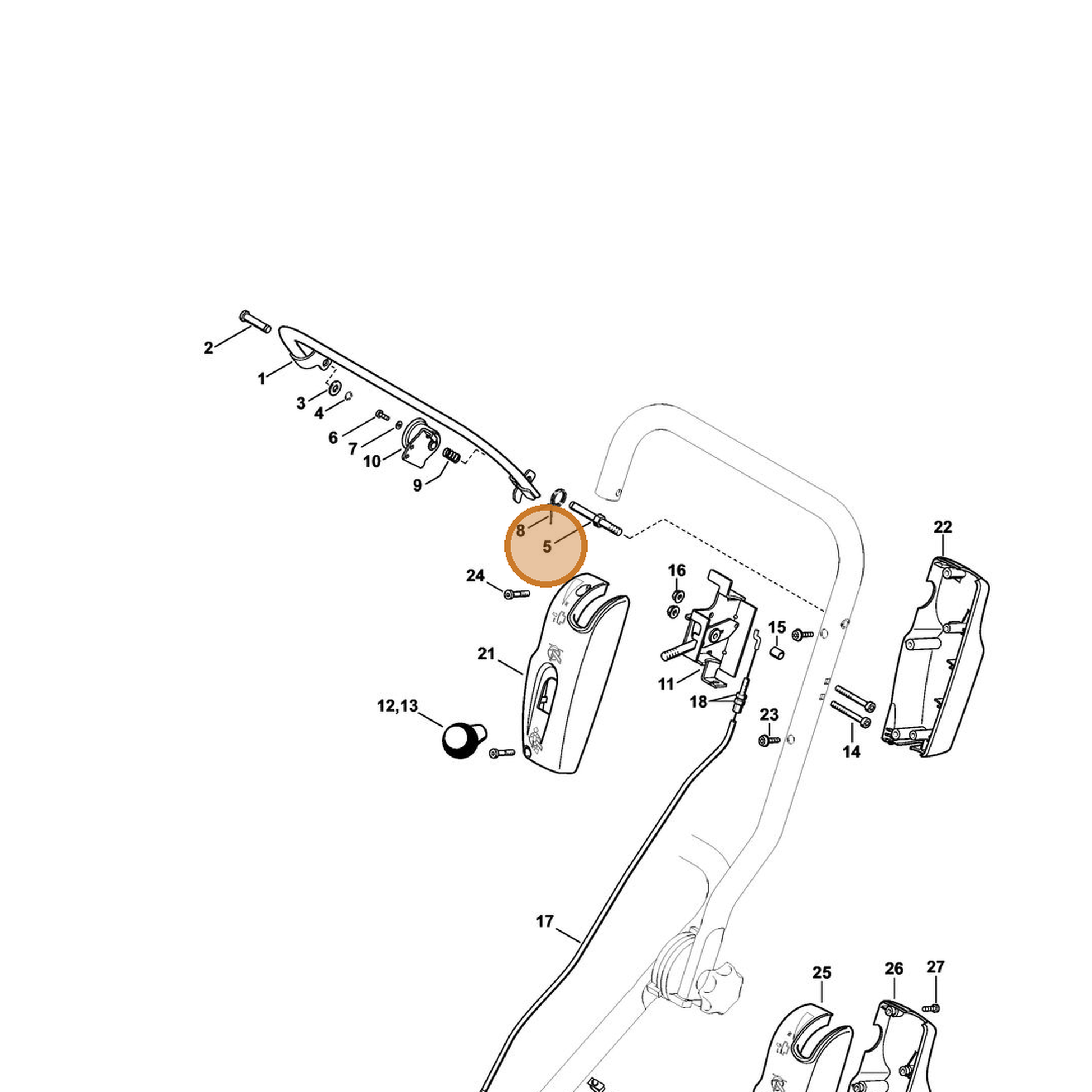 STIHL part 4224-182-0600 — IPL diagram snippet (6x zoom, amber highlight)