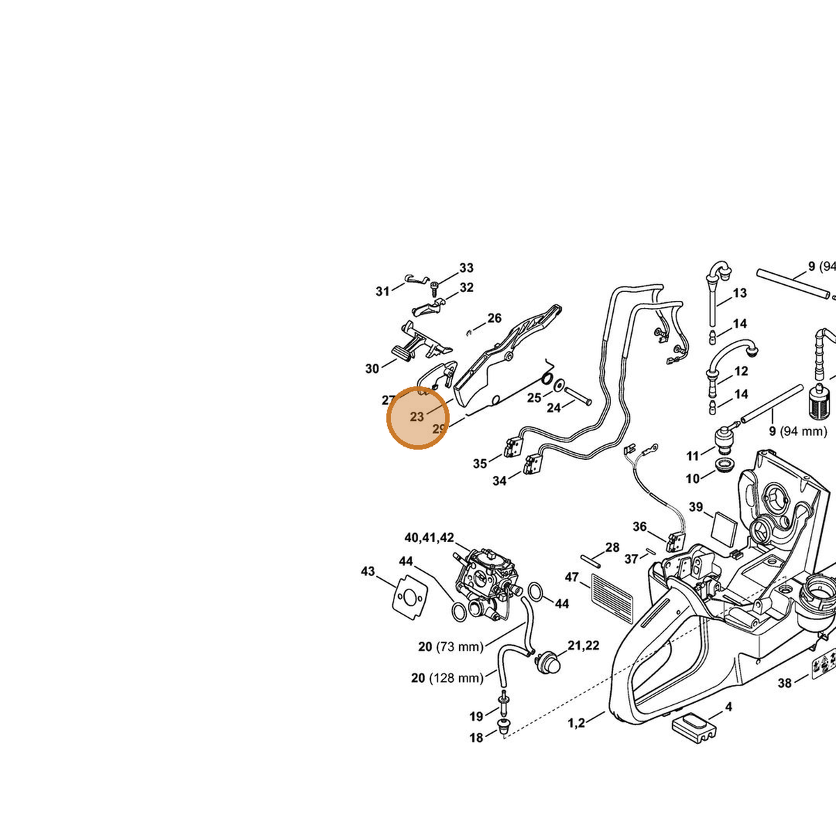 STIHL part 4224-182-1000 — IPL diagram snippet (6x zoom, amber highlight)
