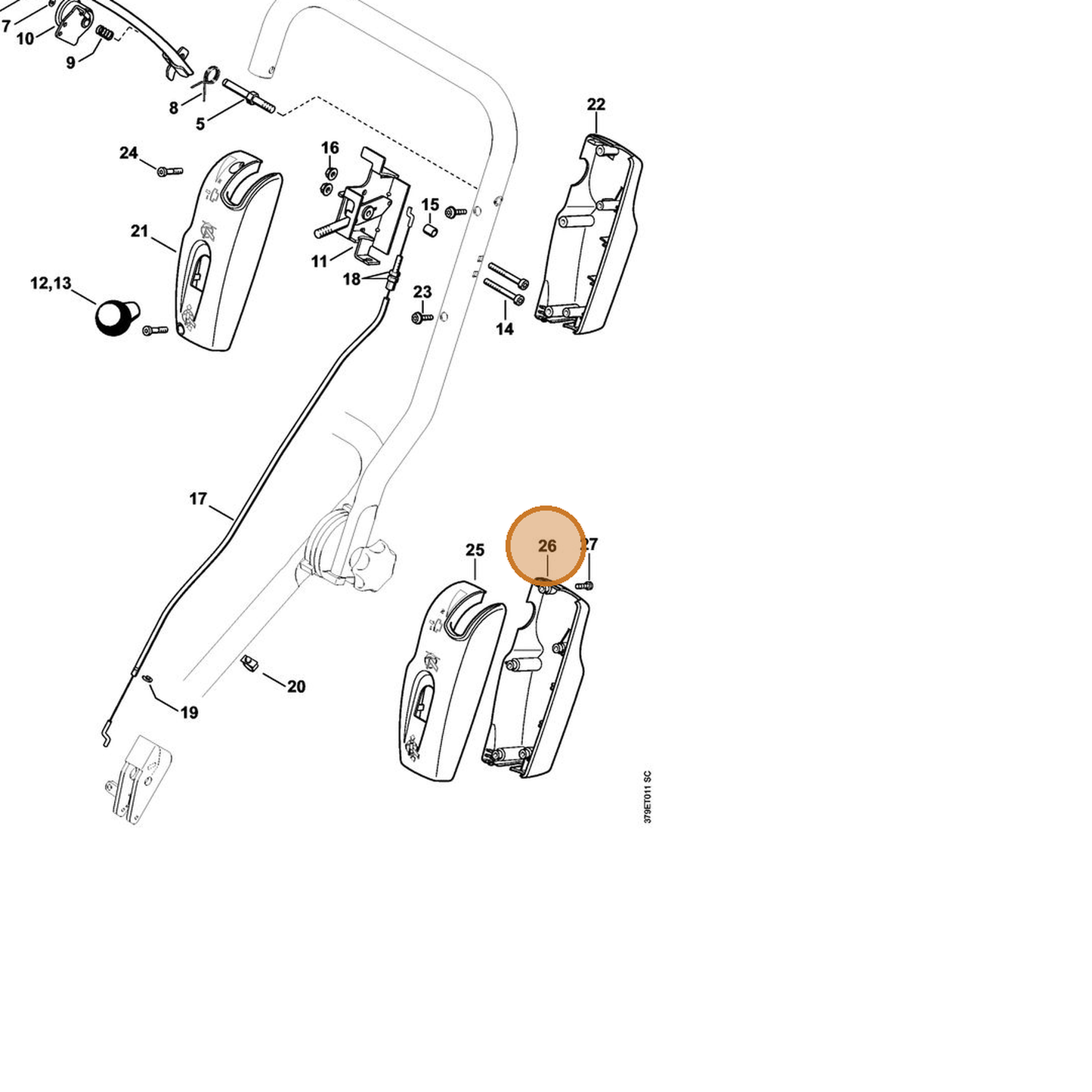 STIHL part 4224-182-1303 — IPL diagram snippet (6x zoom, amber highlight)