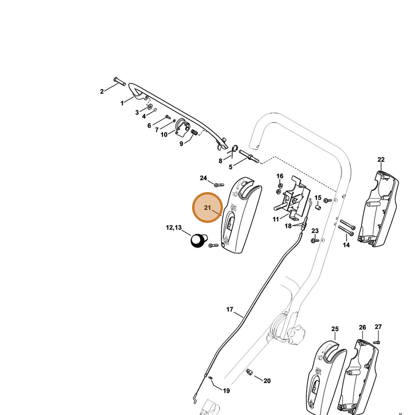 STIHL part 4224-182-1304 — IPL diagram snippet (6x zoom, amber highlight)