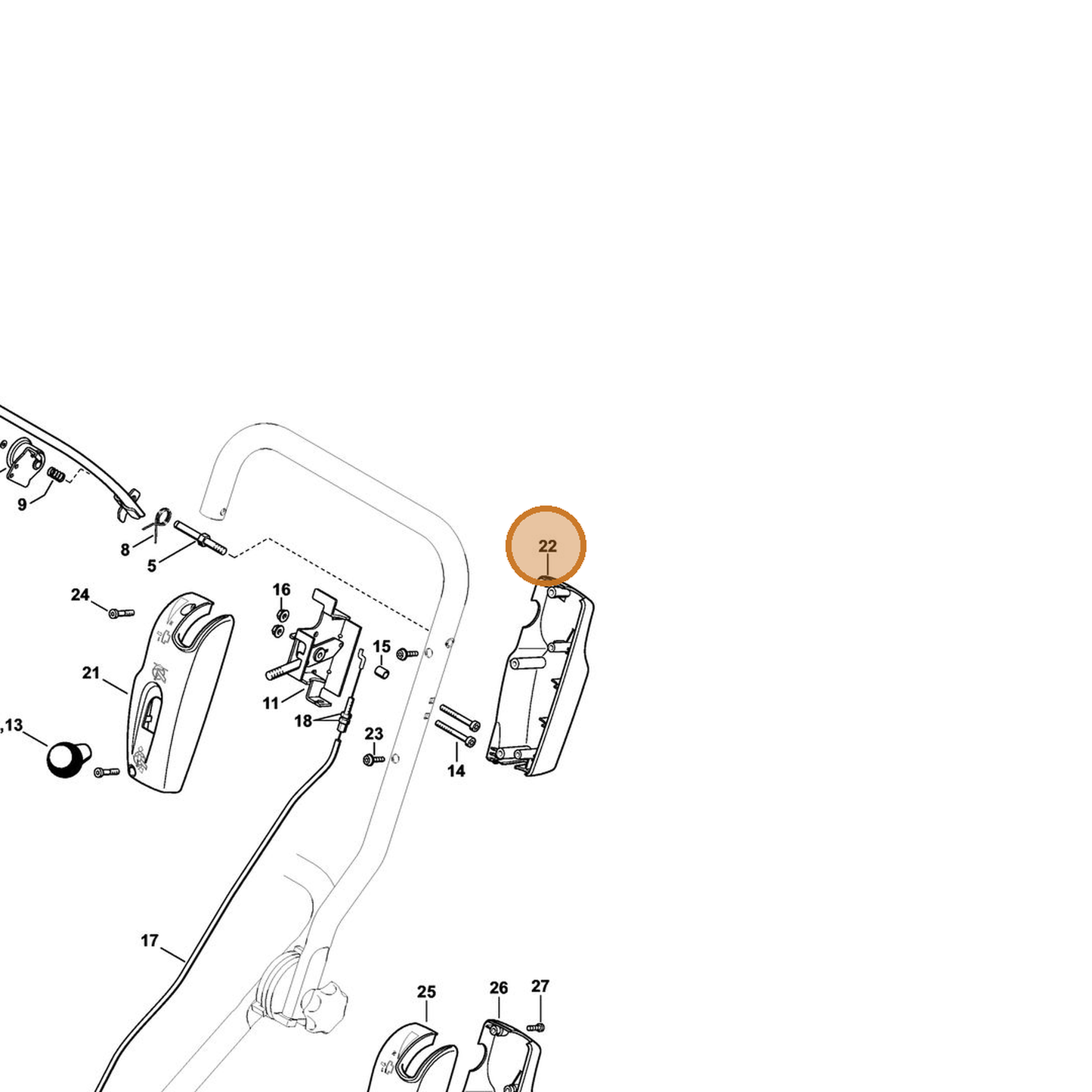 STIHL part 4224-182-1305 — IPL diagram snippet (6x zoom, amber highlight)