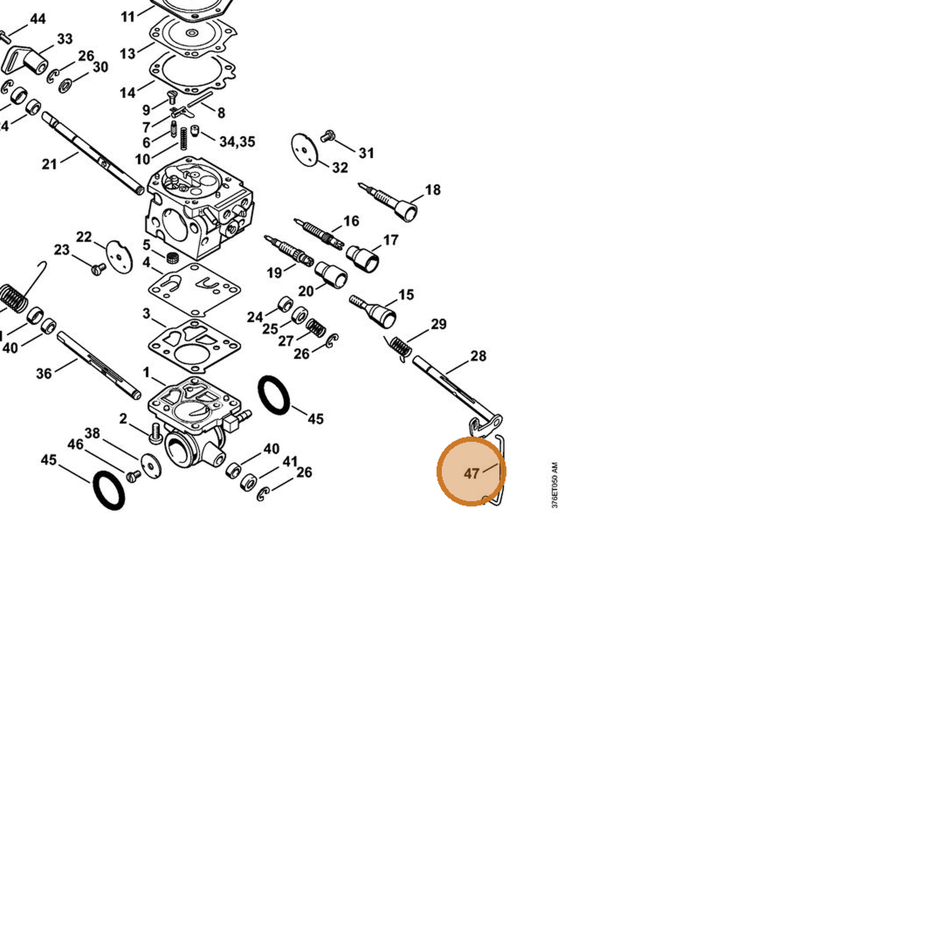 STIHL part 4224-182-1500 — IPL diagram snippet (6x zoom, amber highlight)
