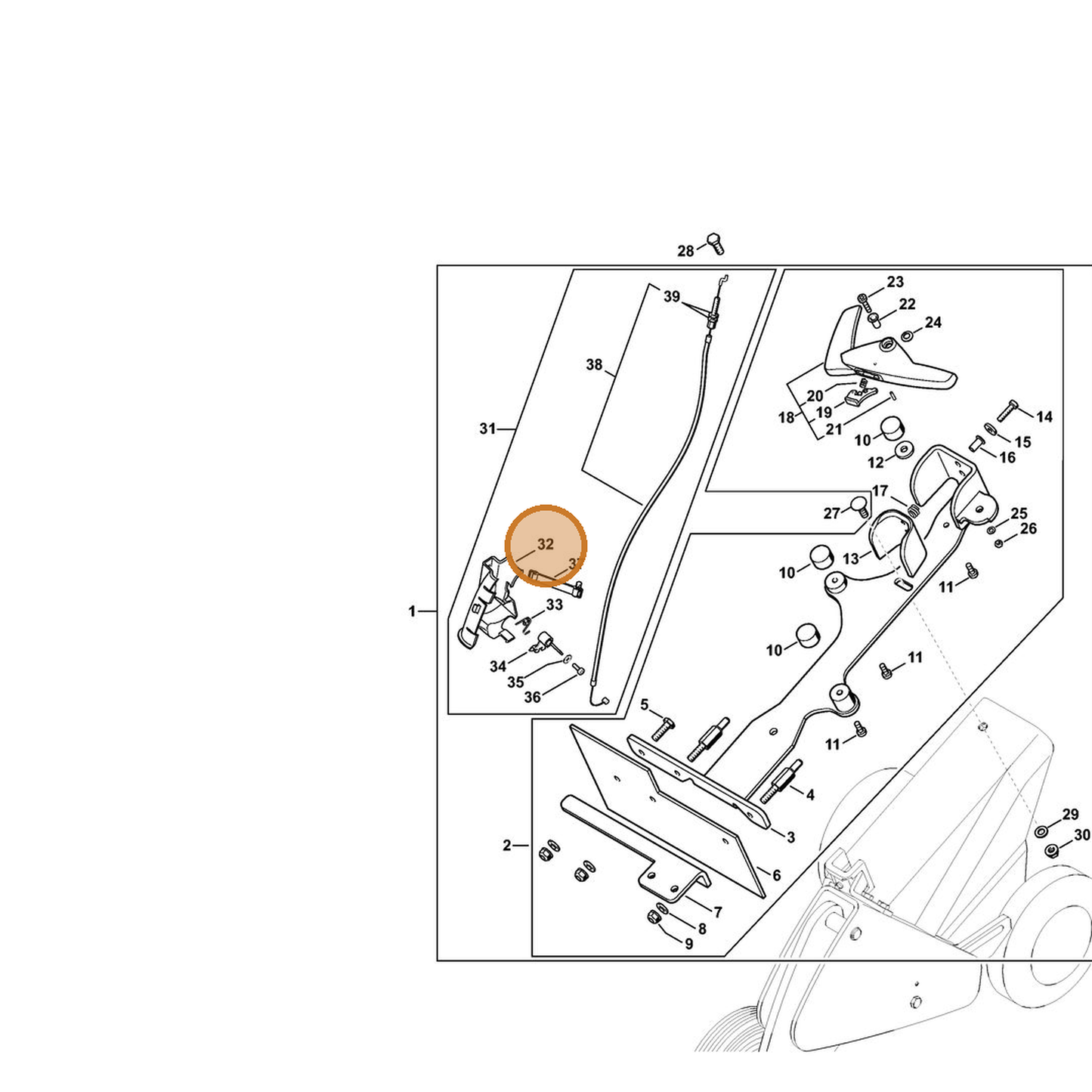 STIHL part 4224-182-4002 — IPL diagram snippet (6x zoom, amber highlight)
