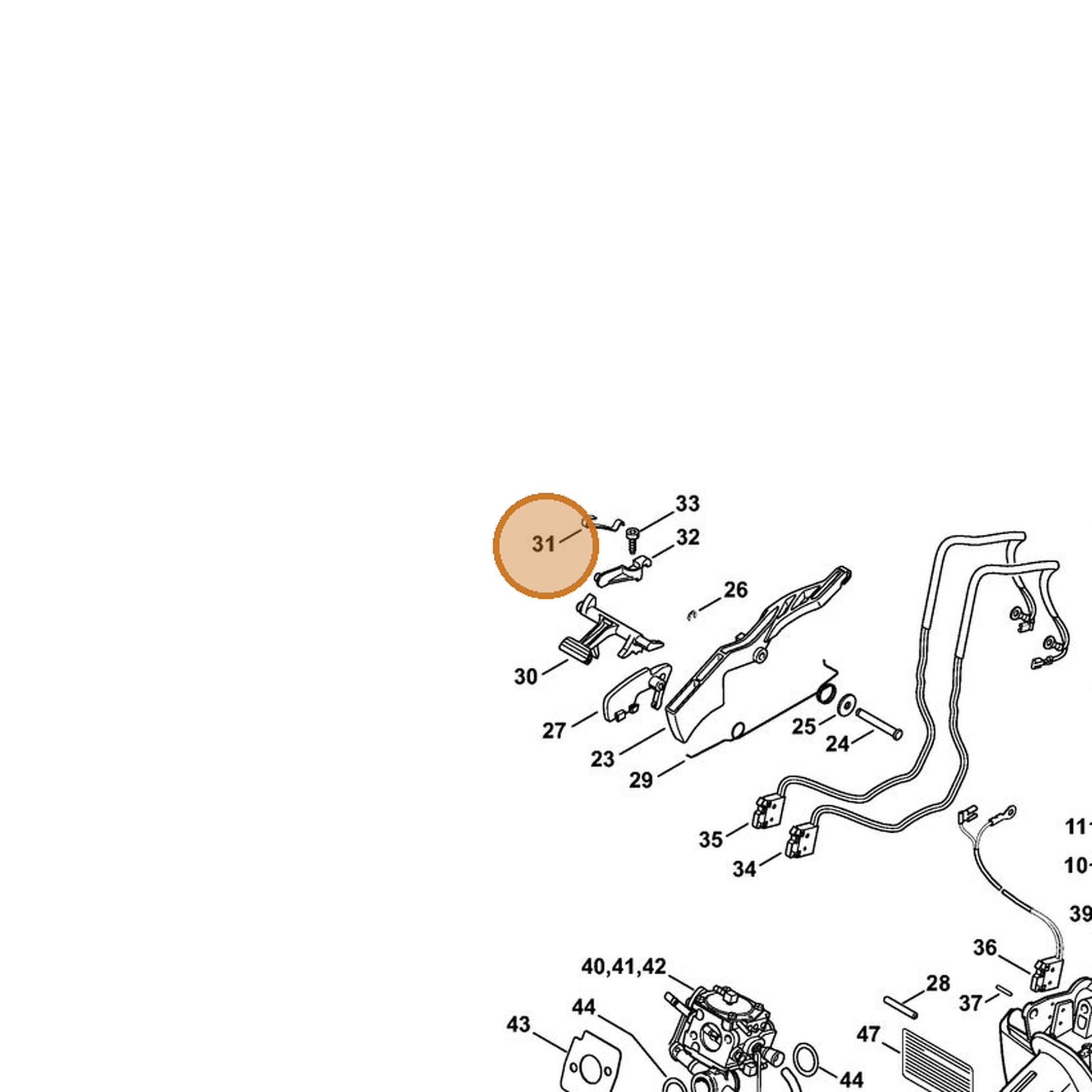 STIHL part 4224-182-4700 — IPL diagram snippet (6x zoom, amber highlight)