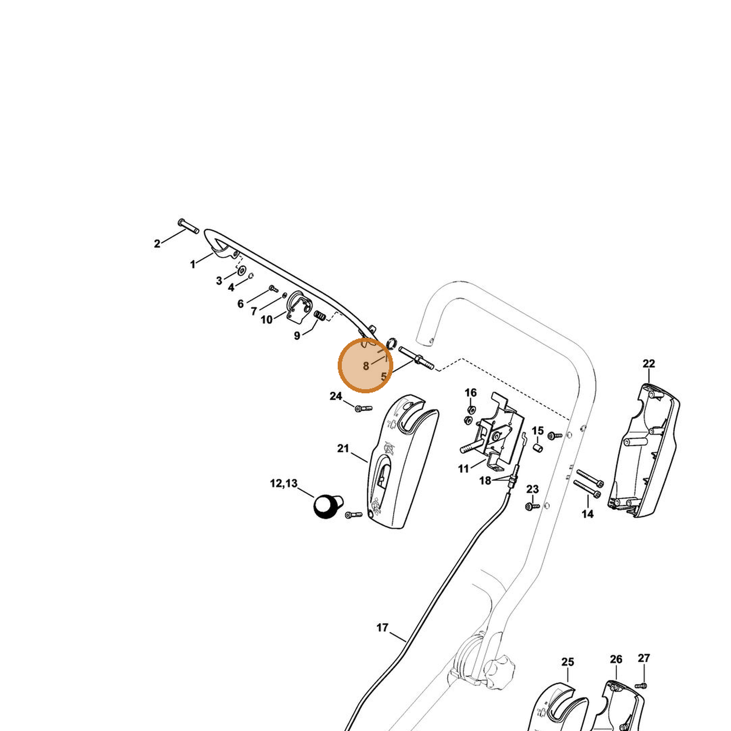 STIHL part 4224-182-6100 — IPL diagram snippet (6x zoom, amber highlight)