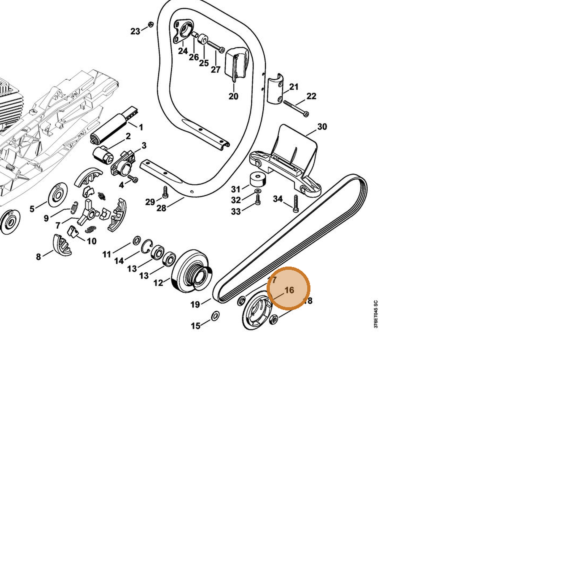 STIHL part 4224-190-0550 — IPL diagram snippet (6x zoom, amber highlight)