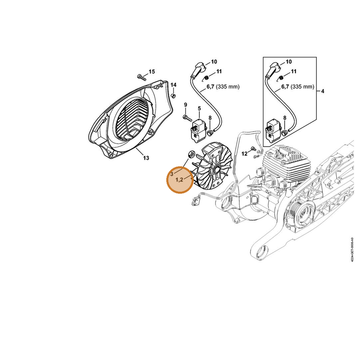 STIHL part 4224-400-1200 — IPL diagram snippet (6x zoom, amber highlight)