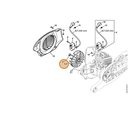 STIHL part 4224-400-1201 — IPL diagram snippet (6x zoom, amber highlight)