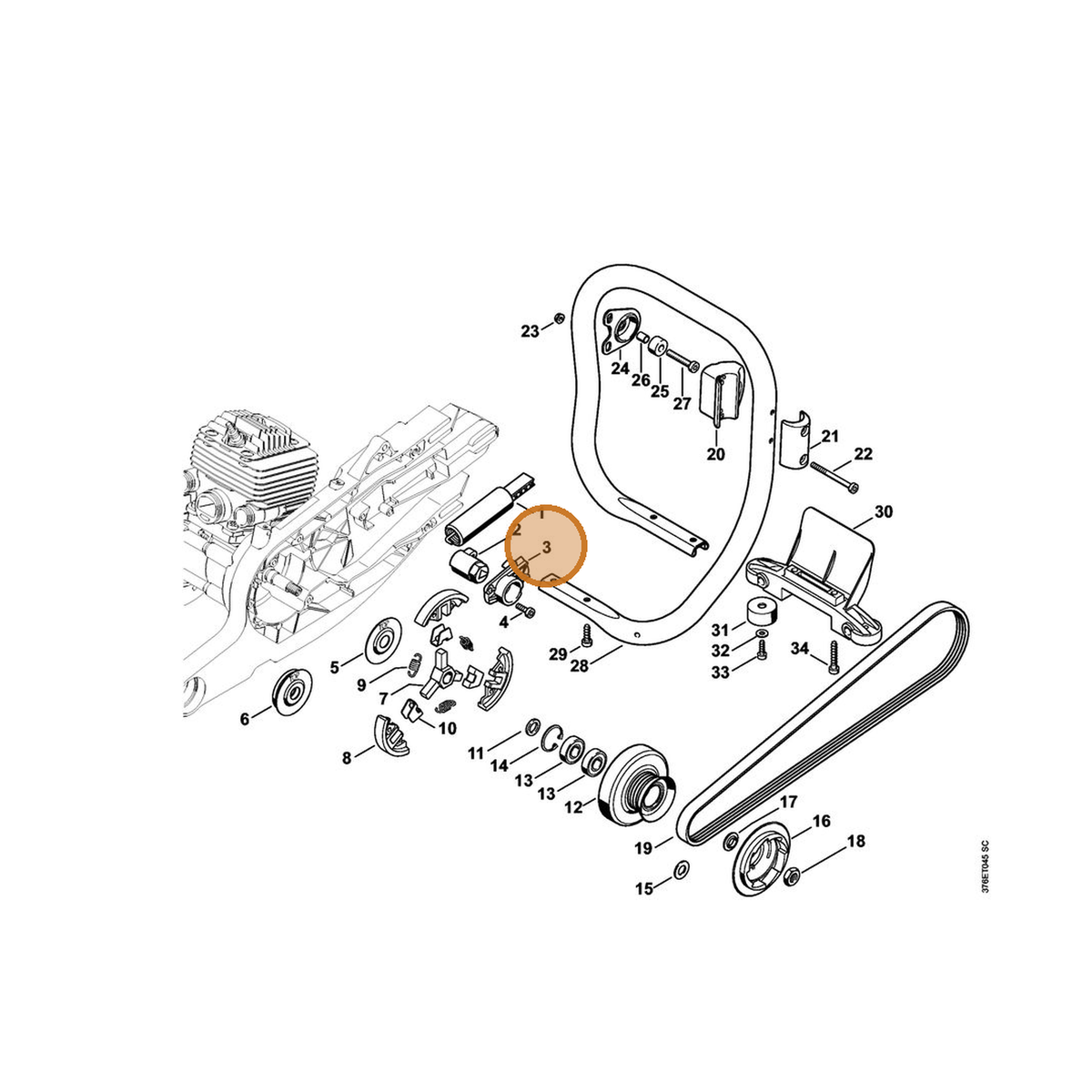 STIHL part 4224-664-4200 — IPL diagram snippet (6x zoom, amber highlight)