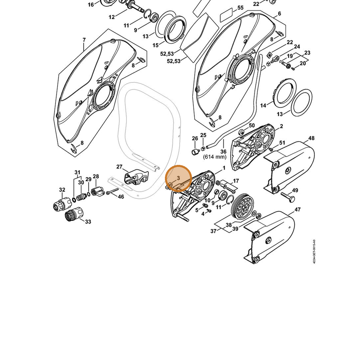 STIHL part 4224-691-0200 — IPL diagram snippet (6x zoom, amber highlight)