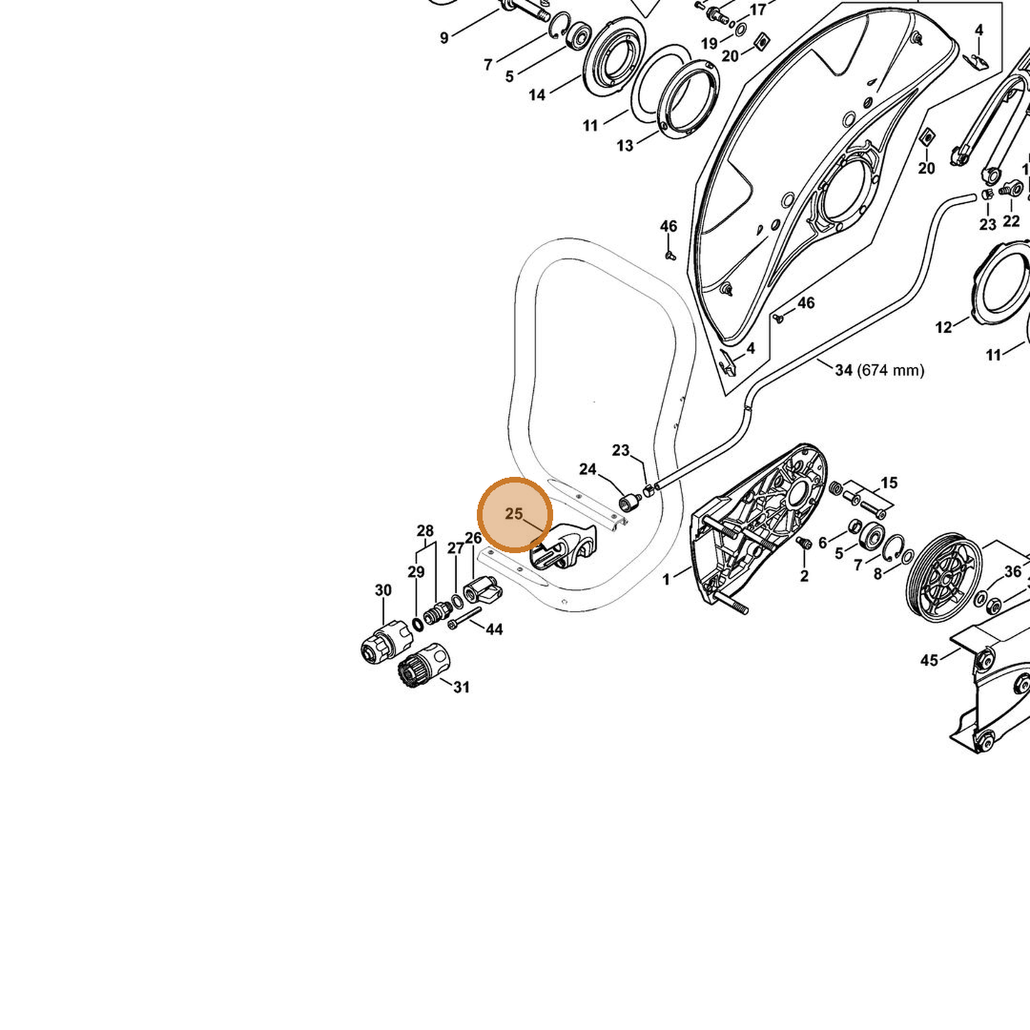STIHL part 4224-700-6802 — IPL diagram snippet (6x zoom, amber highlight)
