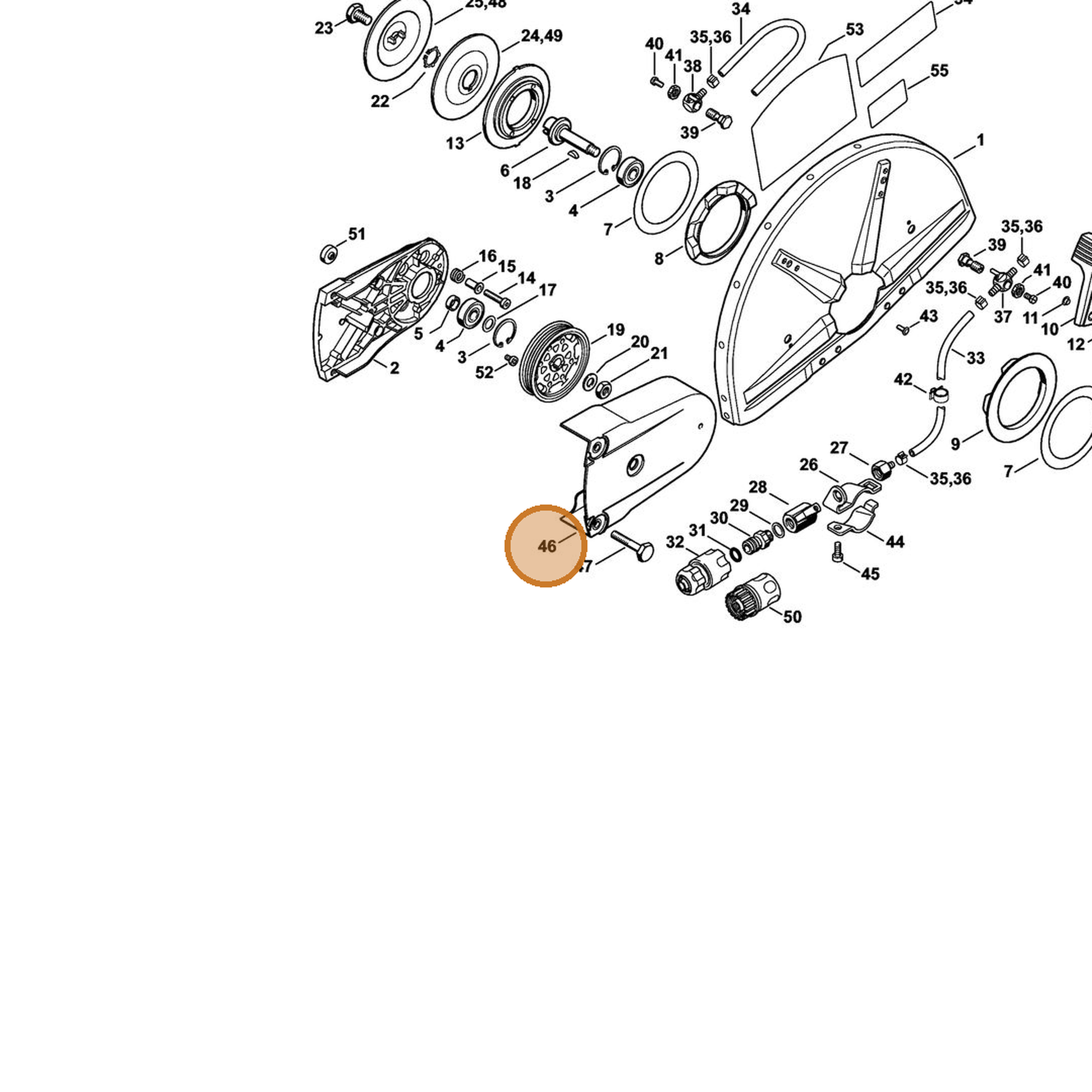STIHL part 4224-700-8100 — IPL diagram snippet (6x zoom, amber highlight)