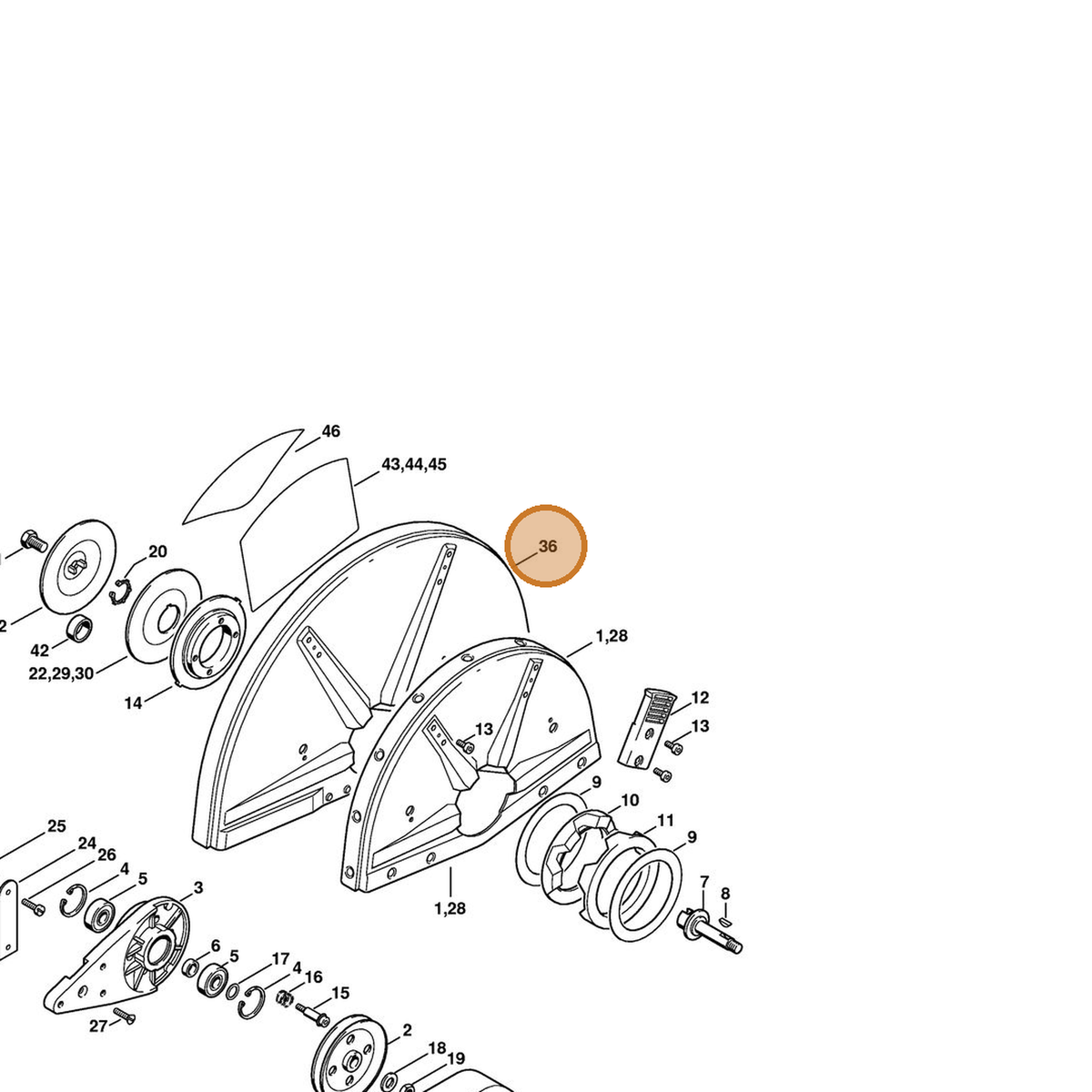 STIHL part 4224-700-8105 — IPL diagram snippet (6x zoom, amber highlight)