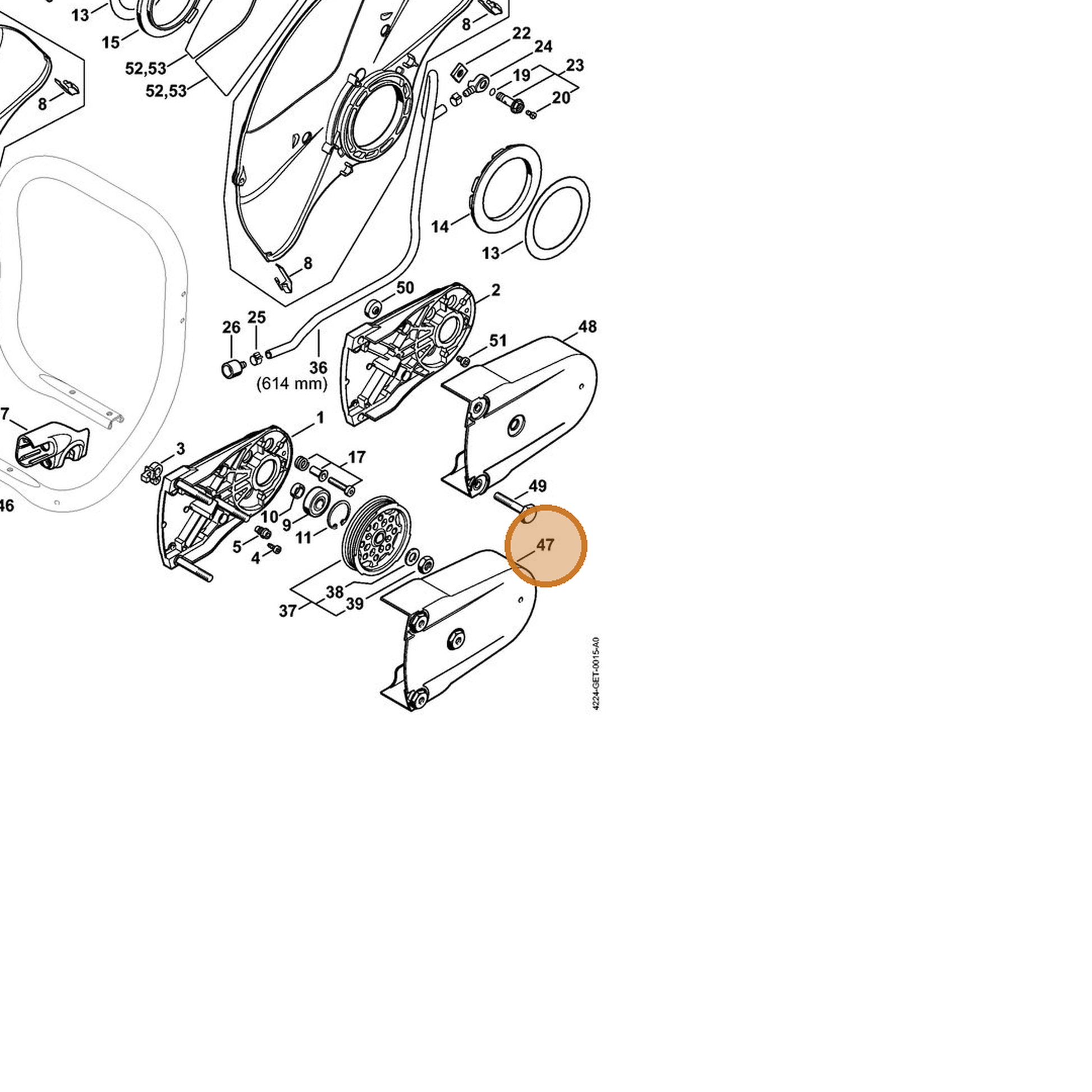 STIHL part 4224-700-8113 — IPL diagram snippet (6x zoom, amber highlight)