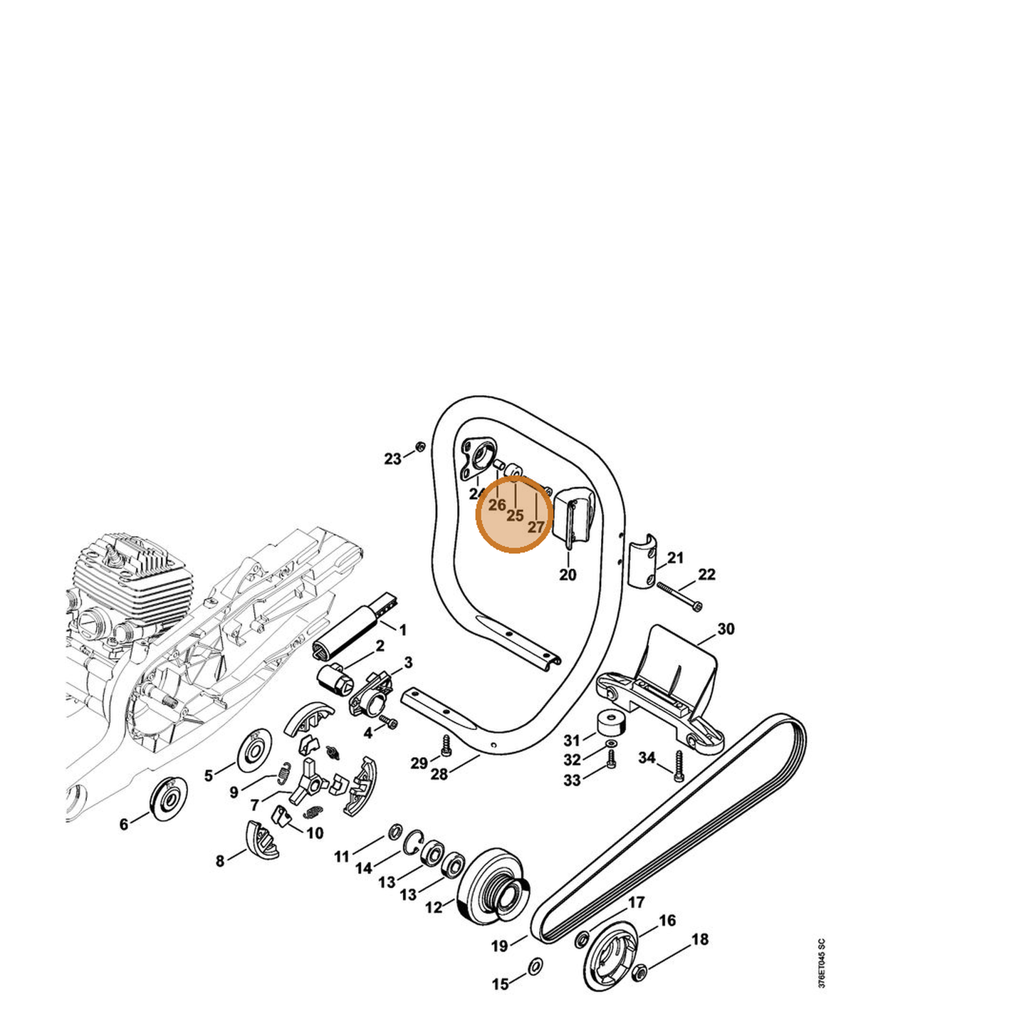 STIHL part 4224-703-4300 — IPL diagram snippet (6x zoom, amber highlight)