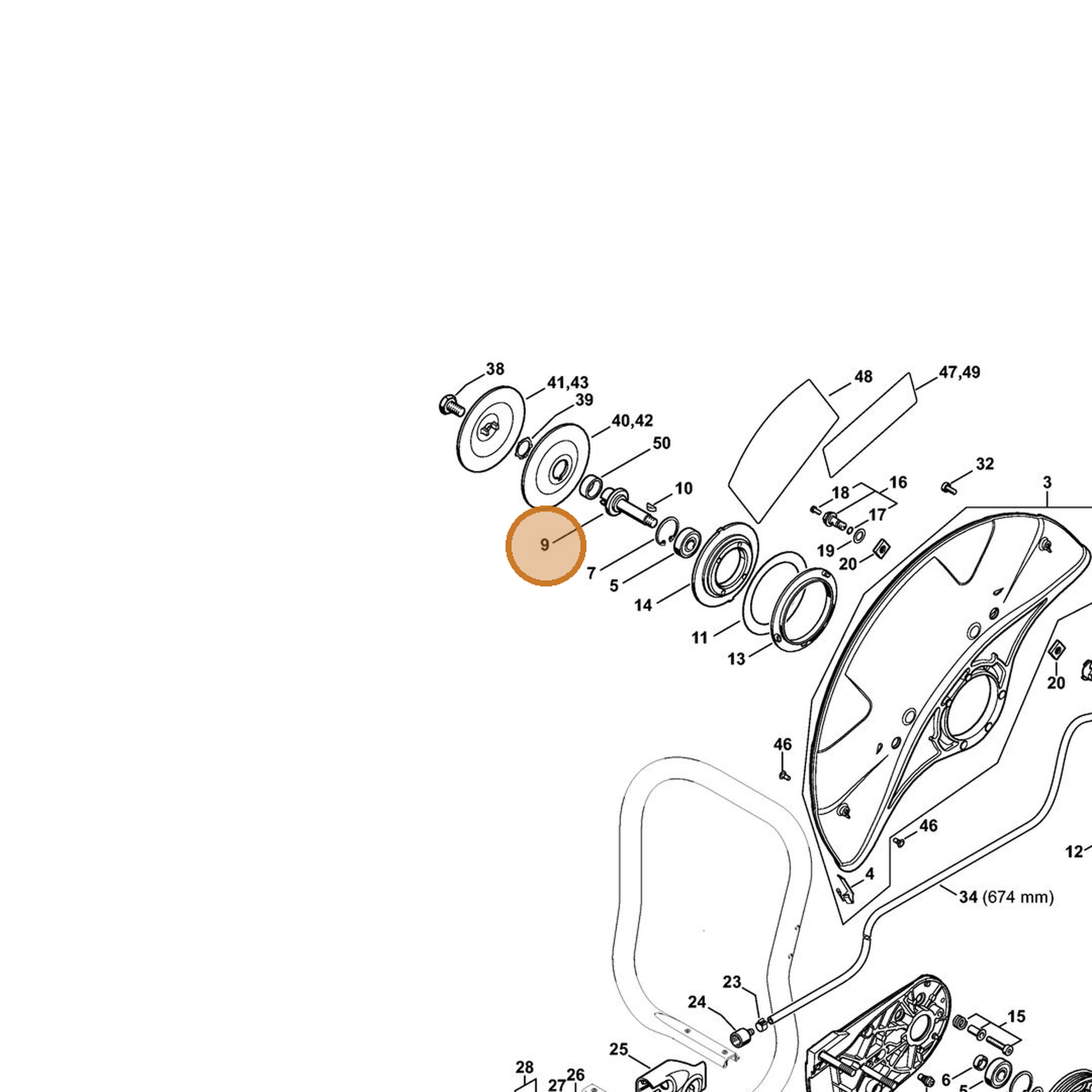 STIHL part 4224-704-0503 — IPL diagram snippet (6x zoom, amber highlight)