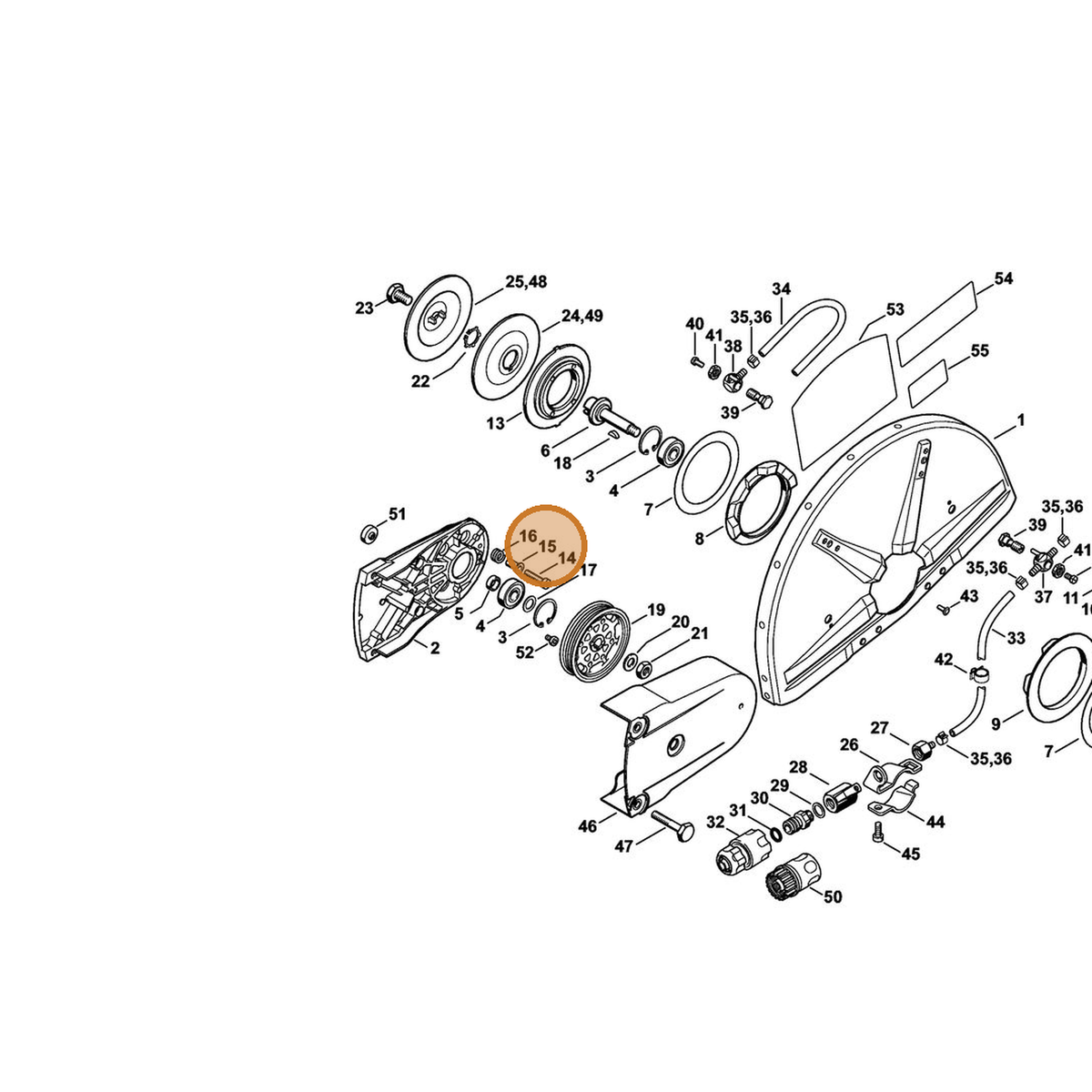 STIHL part 4224-704-3200 — IPL diagram snippet (6x zoom, amber highlight)